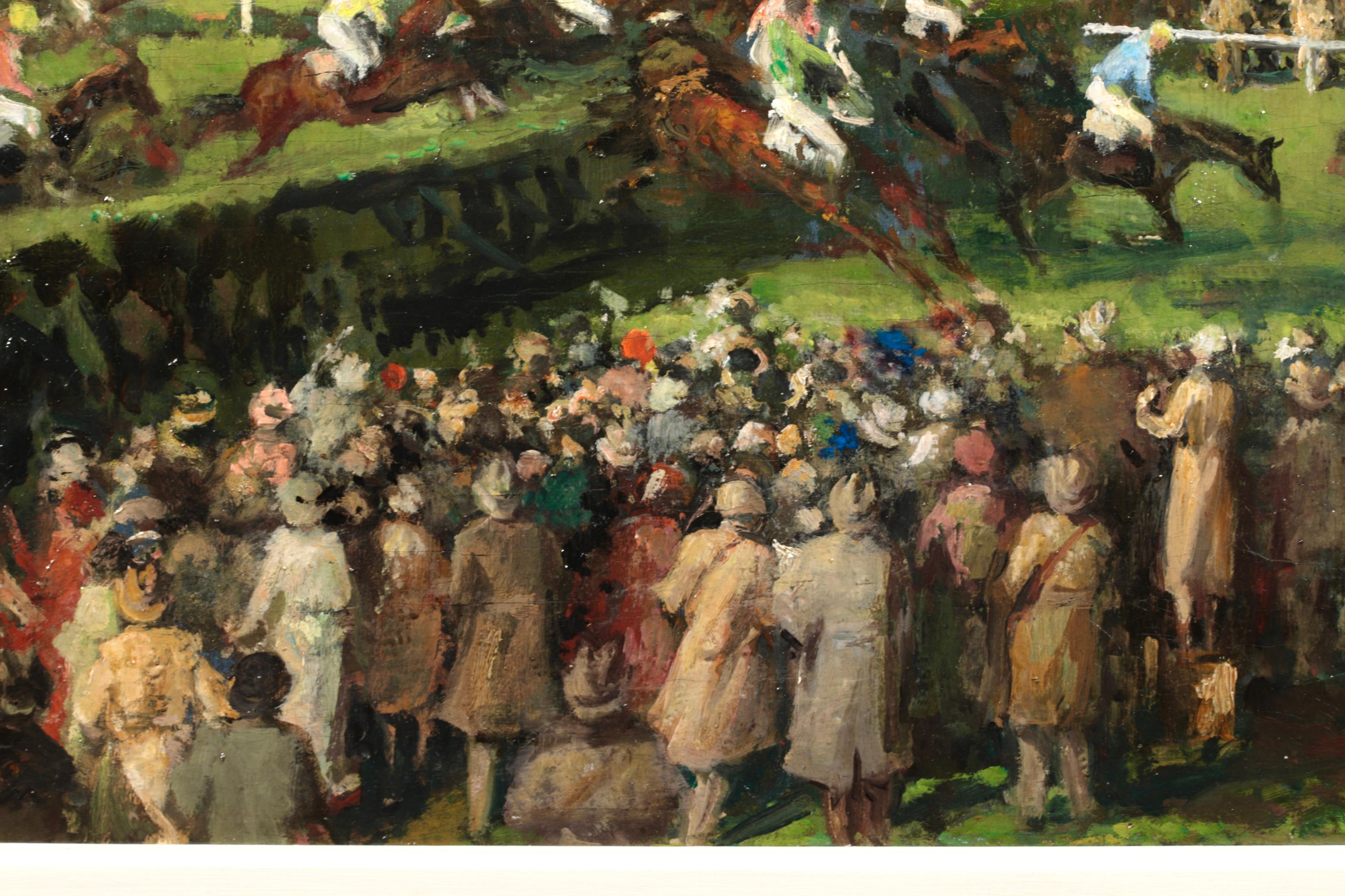 At the Races - Post Impressionist Horses & Figures Oil by Jacques-Emile Blanche 6
