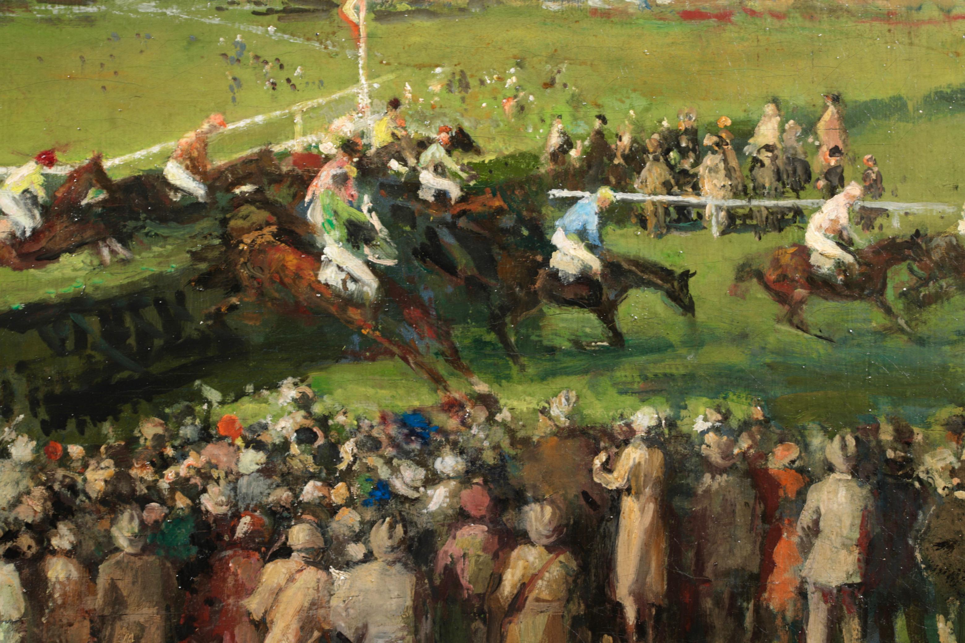 At the Races - Post Impressionist Horses & Figures Oil by Jacques-Emile Blanche For Sale 1