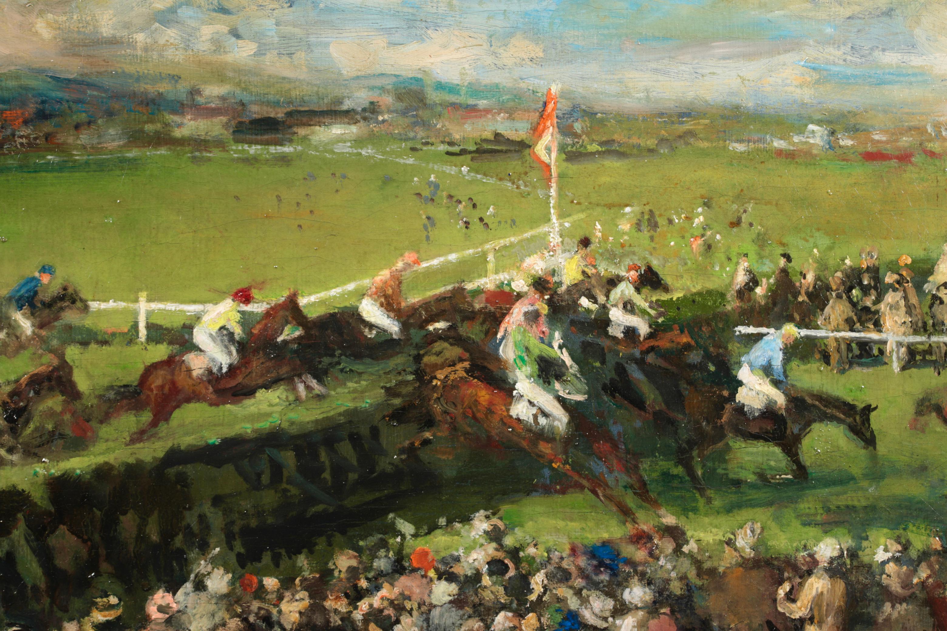At the Races - Post Impressionist Horses & Figures Oil by Jacques-Emile Blanche For Sale 3