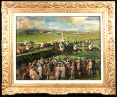 At the Races - Post Impressionist Horses & Figures Oil by Jacques-Emile Blanche