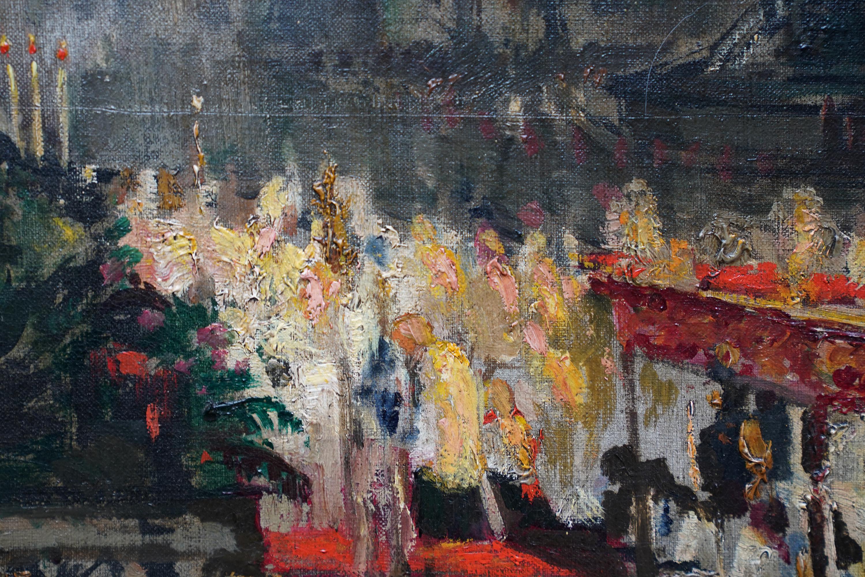 Festeggiamenti a Marienplatz, Monaco di Baviera, pittura ad olio francese del 1900, paesaggio cittadino in vendita 4