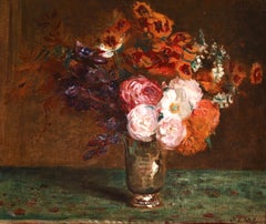 Bouquet de Fleurs - Post Impressionist Oil, Flowers by Jacques Emile Blanche