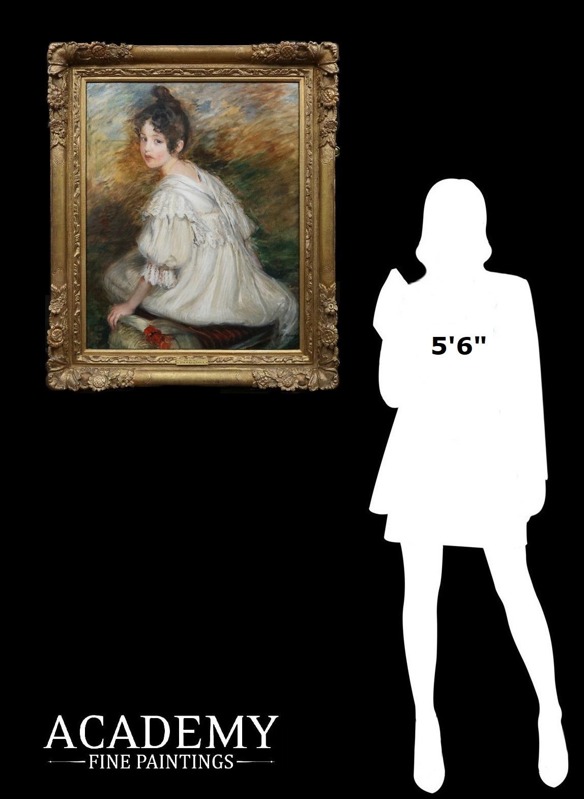 Jeune Fille en Blanc - Französisches impressionistisches Ölgemälde des 19. Jahrhunderts, Porträt – Painting von Jacques Emile Blanche