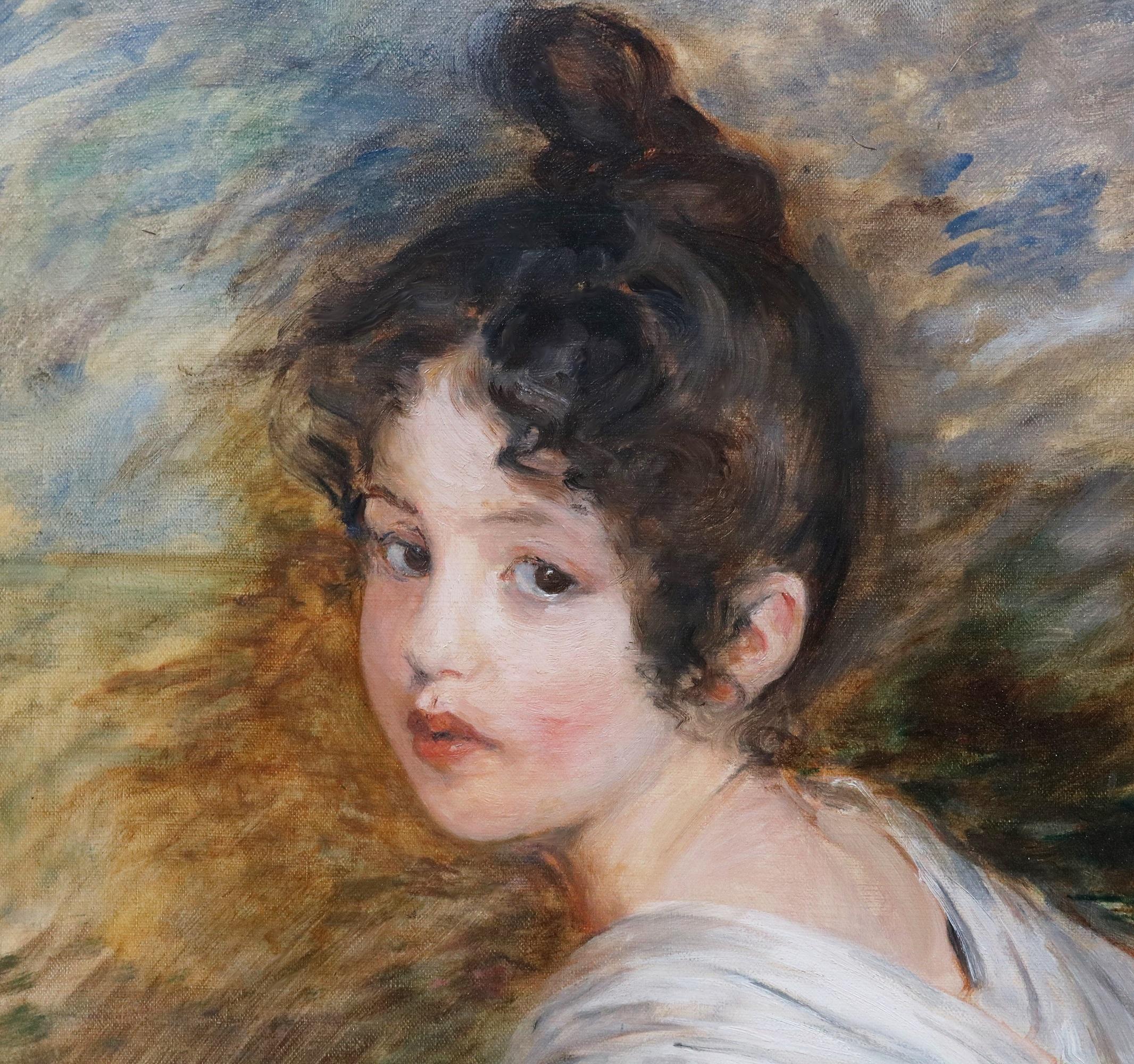 Jeune Fille en Blanc - 19th Century Oil Painting Portrait of Young Paris Beauty  For Sale 3
