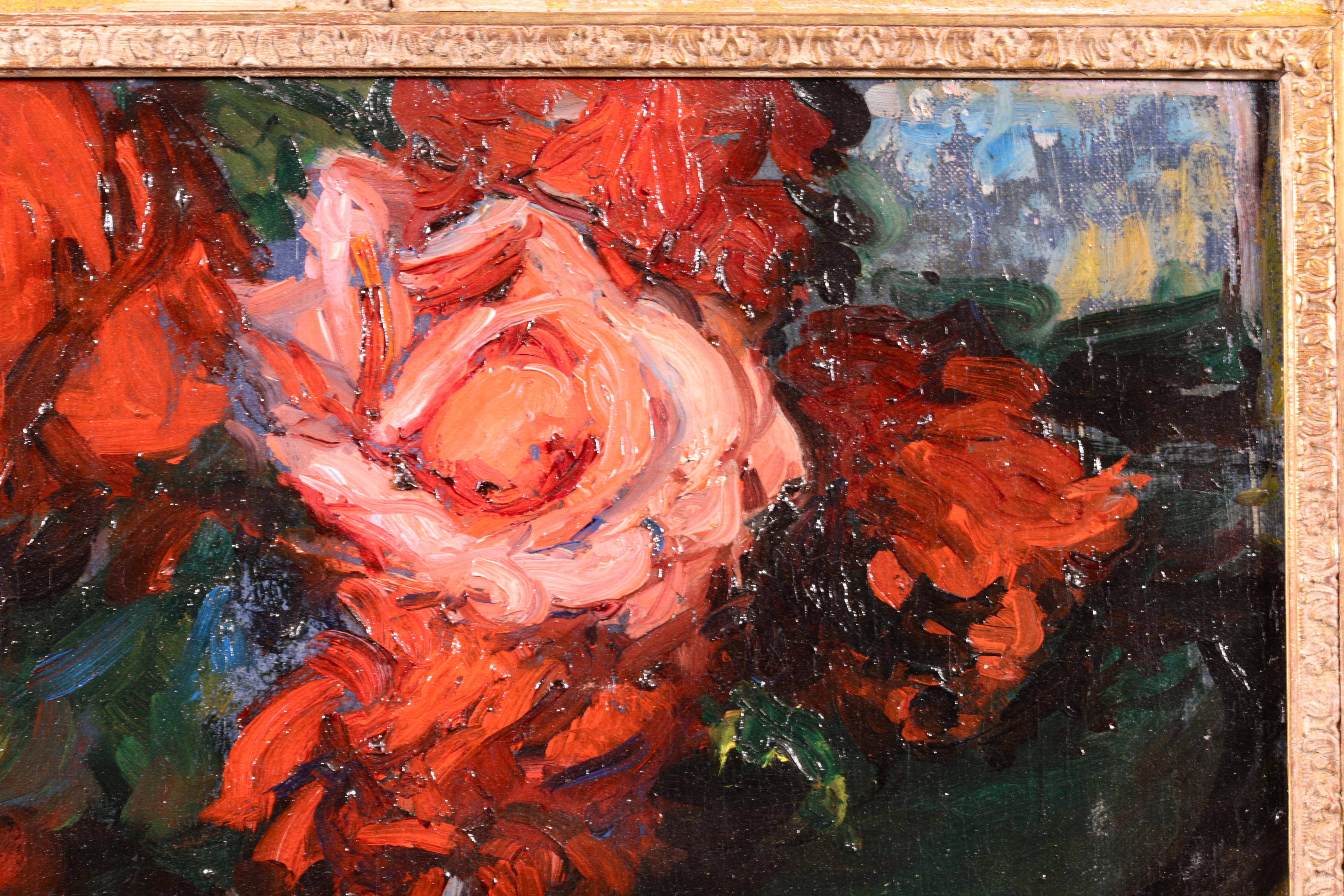 Les Roses de L'Etang - Post Impressionist Oil, Flowers by Jacques-Emile Blanche - Painting by Jacques Emile Blanche