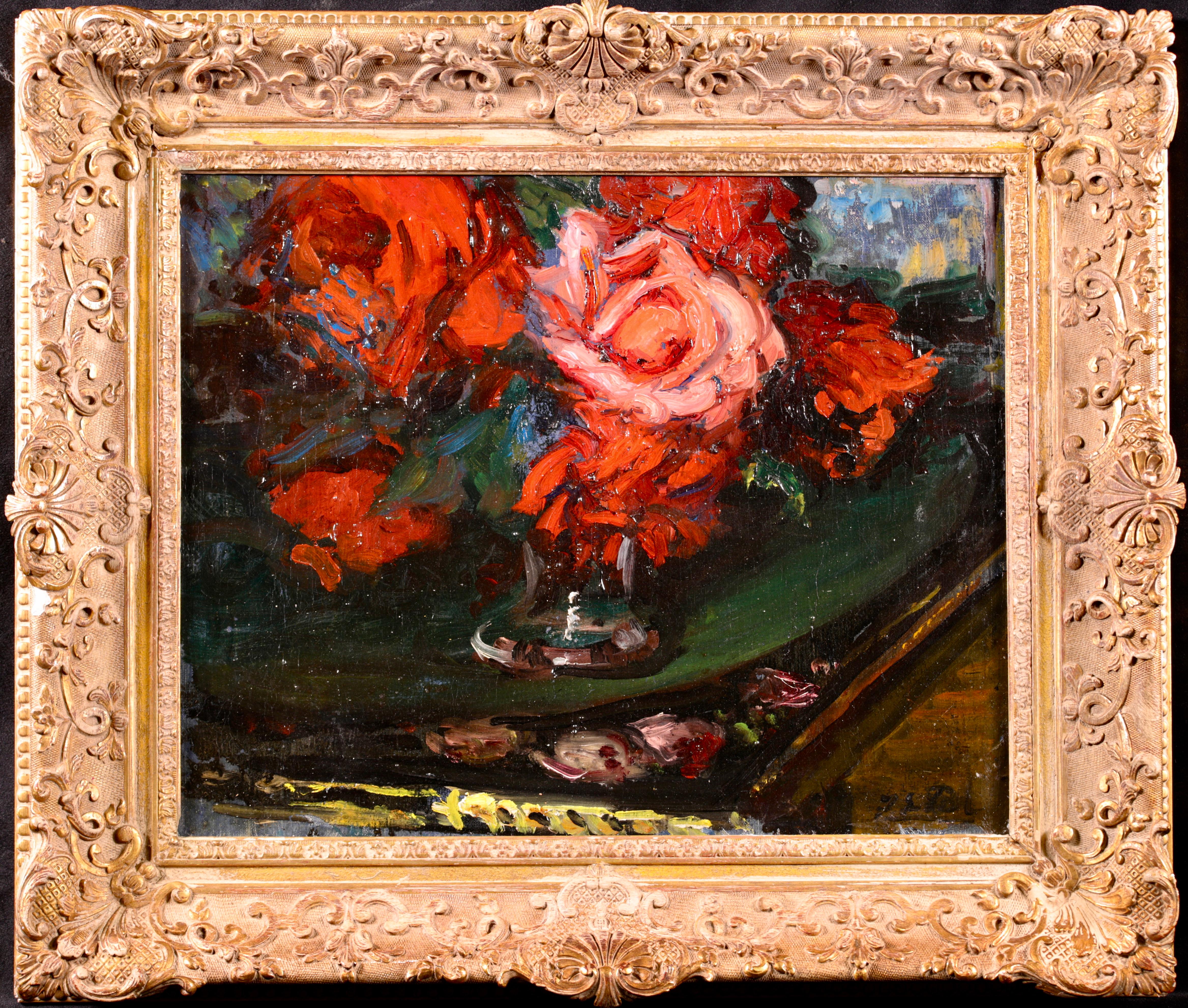 Jacques Emile Blanche Interior Painting - Les Roses de L'Etang - Post Impressionist Oil, Flowers by Jacques-Emile Blanche