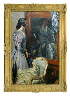 19th Century Academic Portrait of a Woman by Blanche, "Berenice In the Mirror"