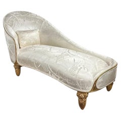 Jacques Emile Ruhlmann Style J. Robert Scott White Sating & Giltwood Chaise