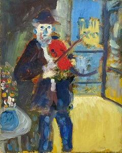 Violin by Jacques Endzel Figurative Expressionist Oil on canvas painting