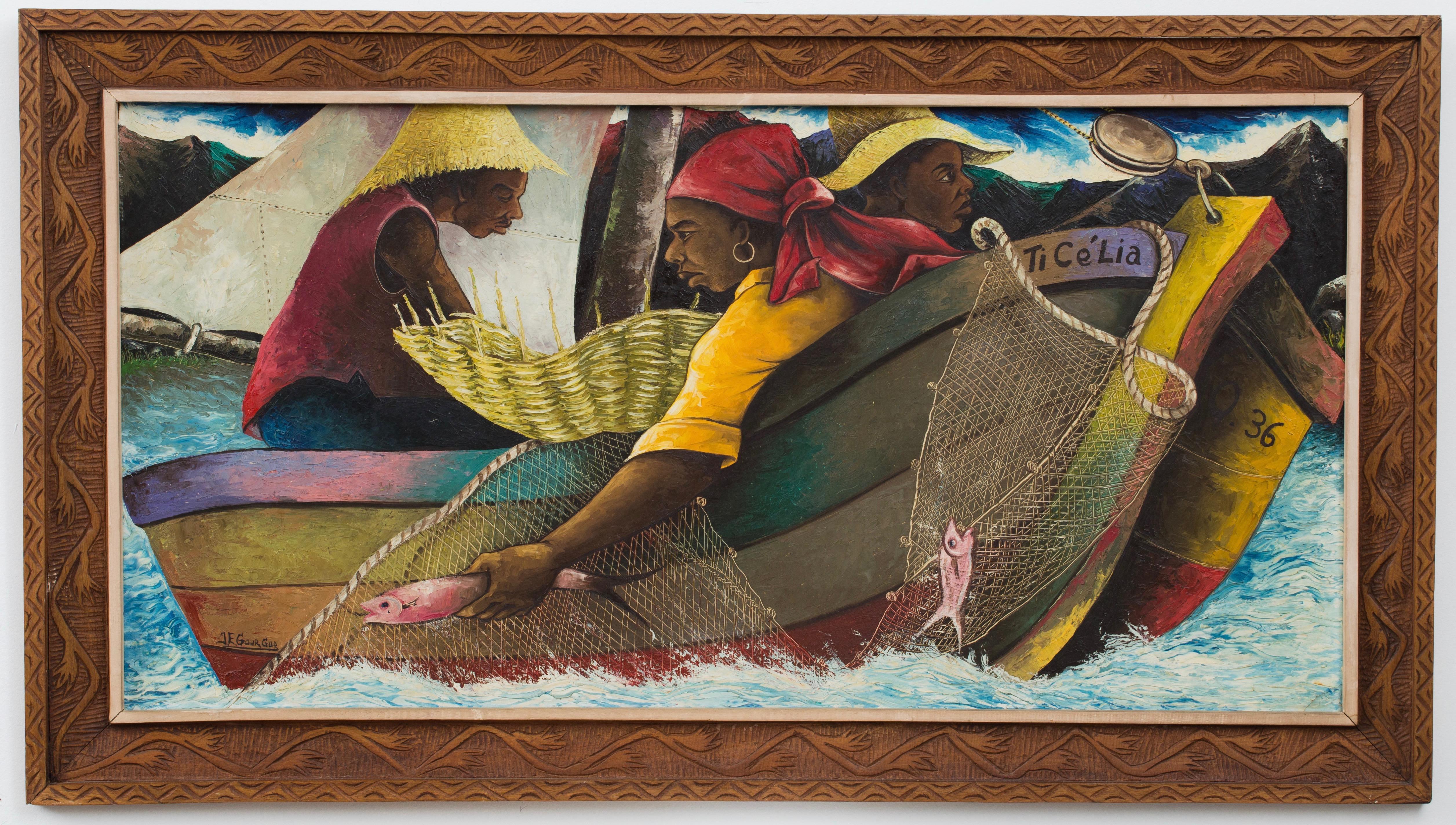 Ti Cé Lia, Haitian Art, Haiti - Painting by Jacques Enguerrand Gourgue