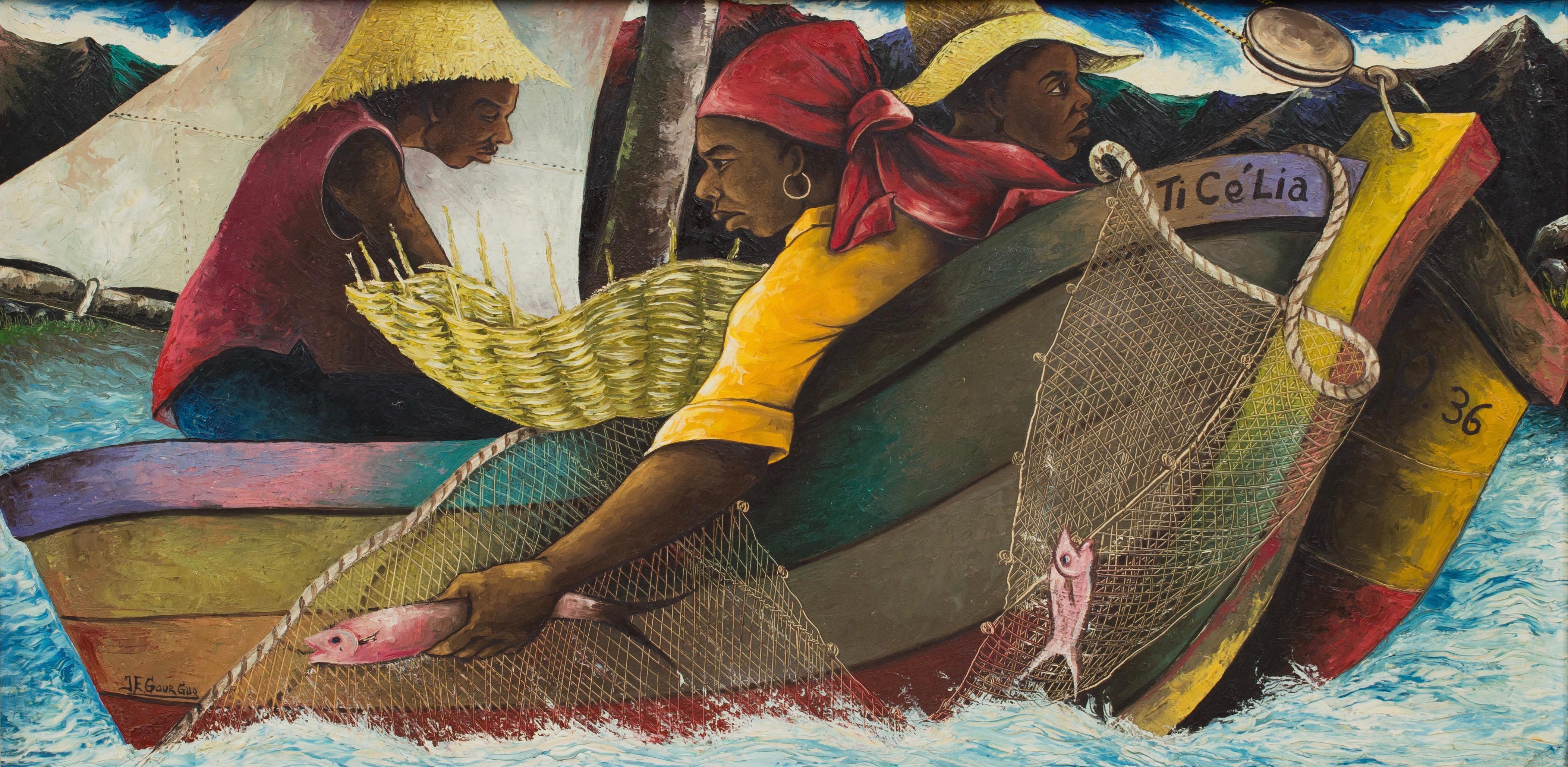 Jacques Enguerrand Gourgue Figurative Painting - Ti Cé Lia, Haitian Art, Haiti