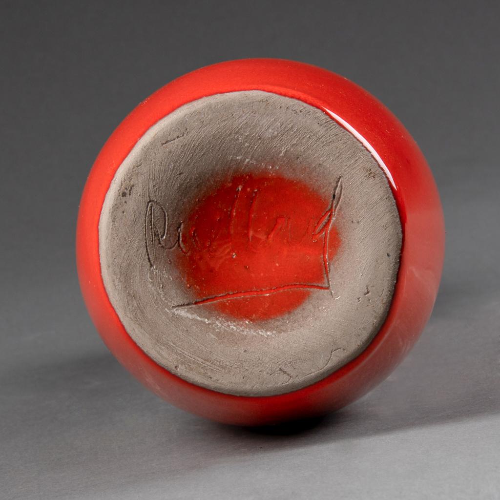 Modern Jacques et Dani Ruelland : Red enameld ceramic vase circa 1950/60