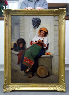 La Fille à la Fontaine - 19th Century French Oil Painting Young Italian Beauty