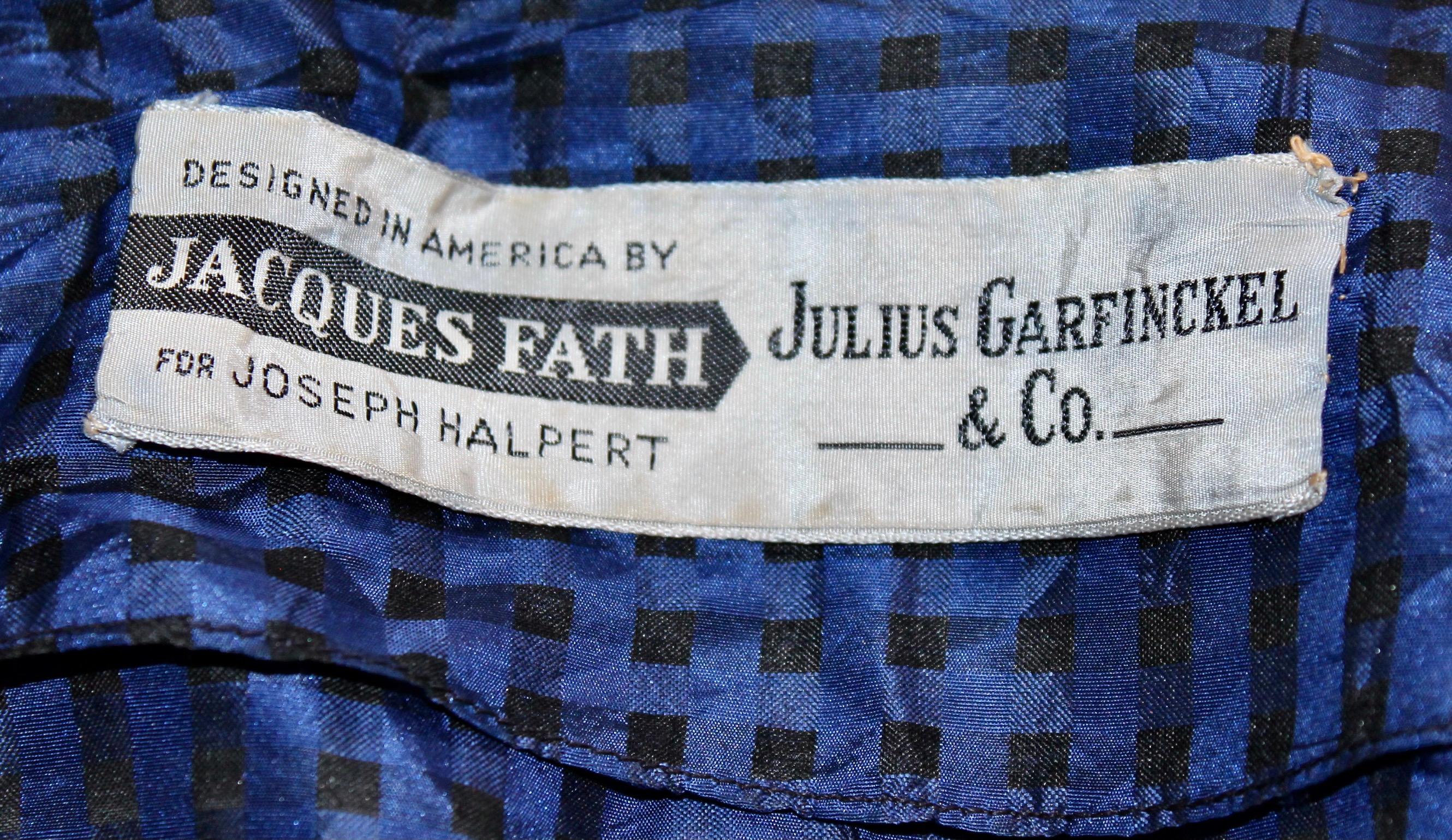 Jacques Fath 1940's Blue Taffeta Gown For Sale 7