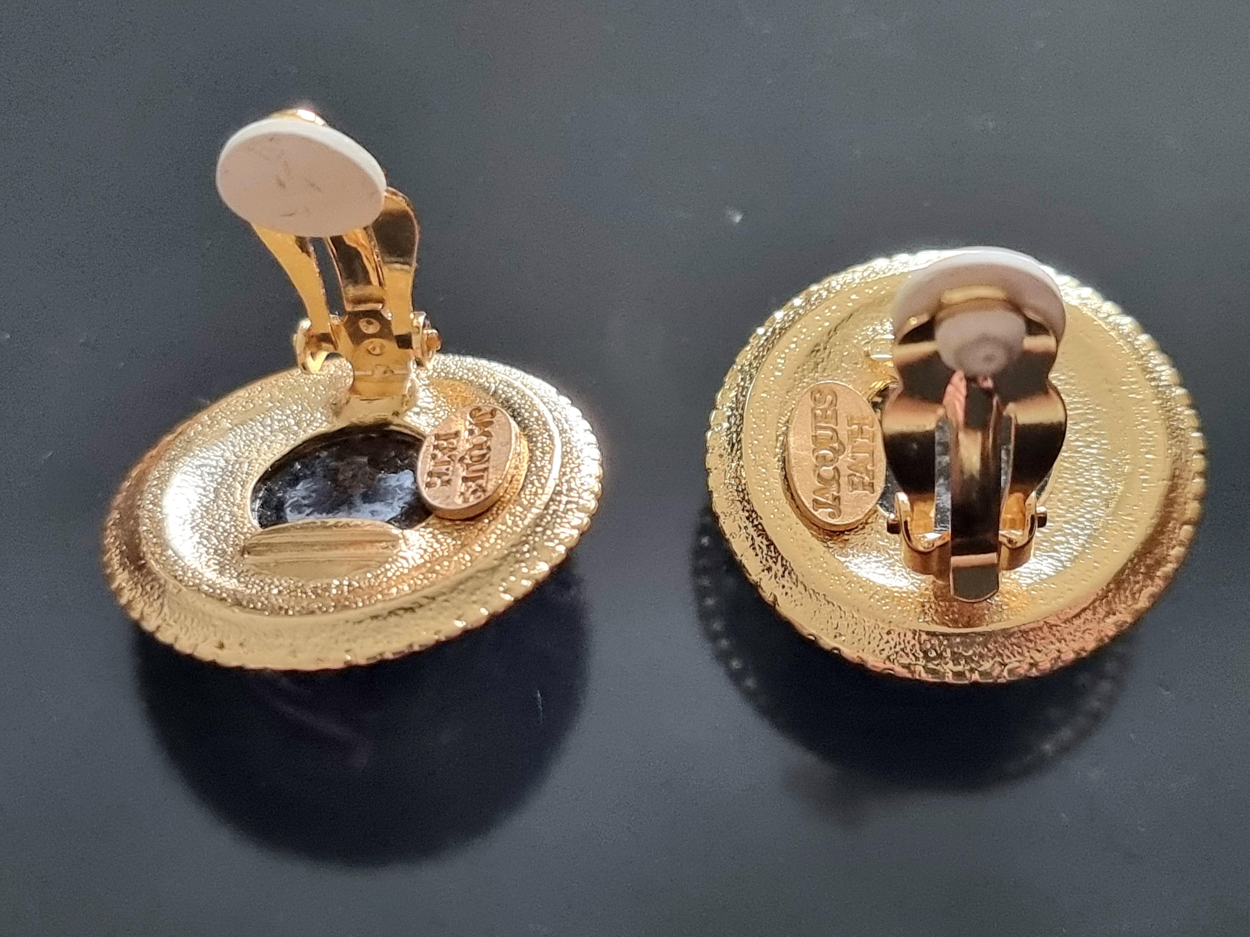 JACQUES FATH, clip-on Earrings, signed, FRANCE, Vintage For Sale 9