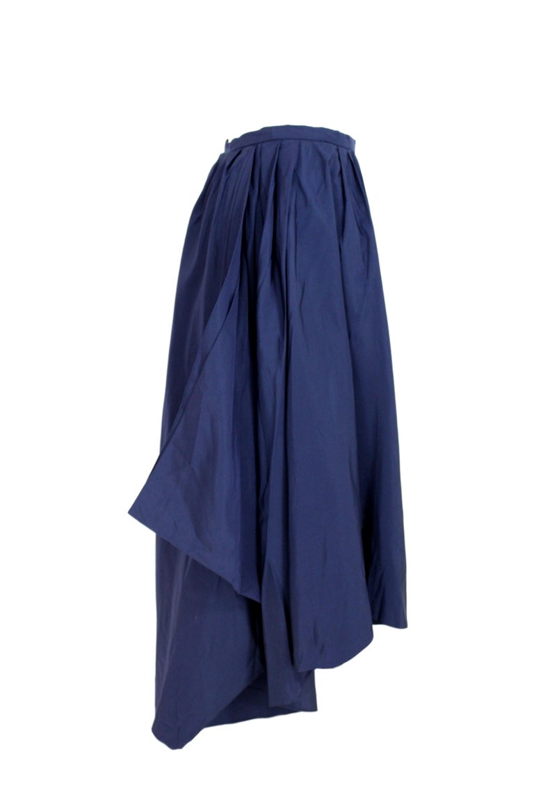 Jacques Fath Electric Blue Silk Evening Long Tail Drapes Skirt 1990s at ...