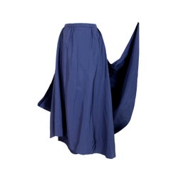 Jacques Fath Electric Blue Silk Evening Long Tail Drapes Skirt 1990s