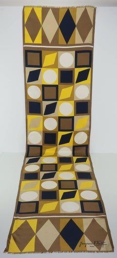 Jacques Fath Graphic Extra Long Silk Scarf, 1950s