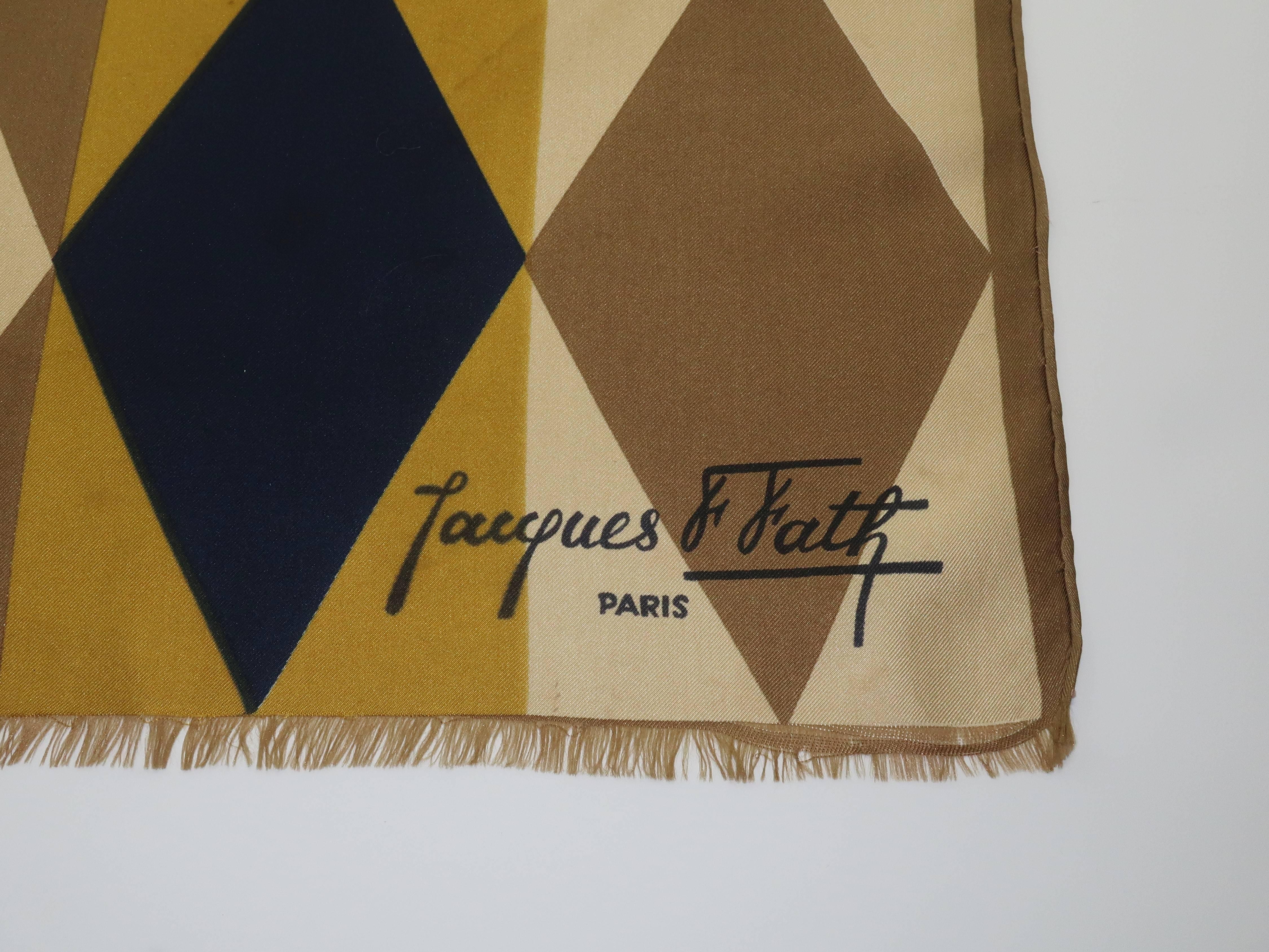 Jacques Fath Graphic Extra Long Silk Scarf, 1950s  2