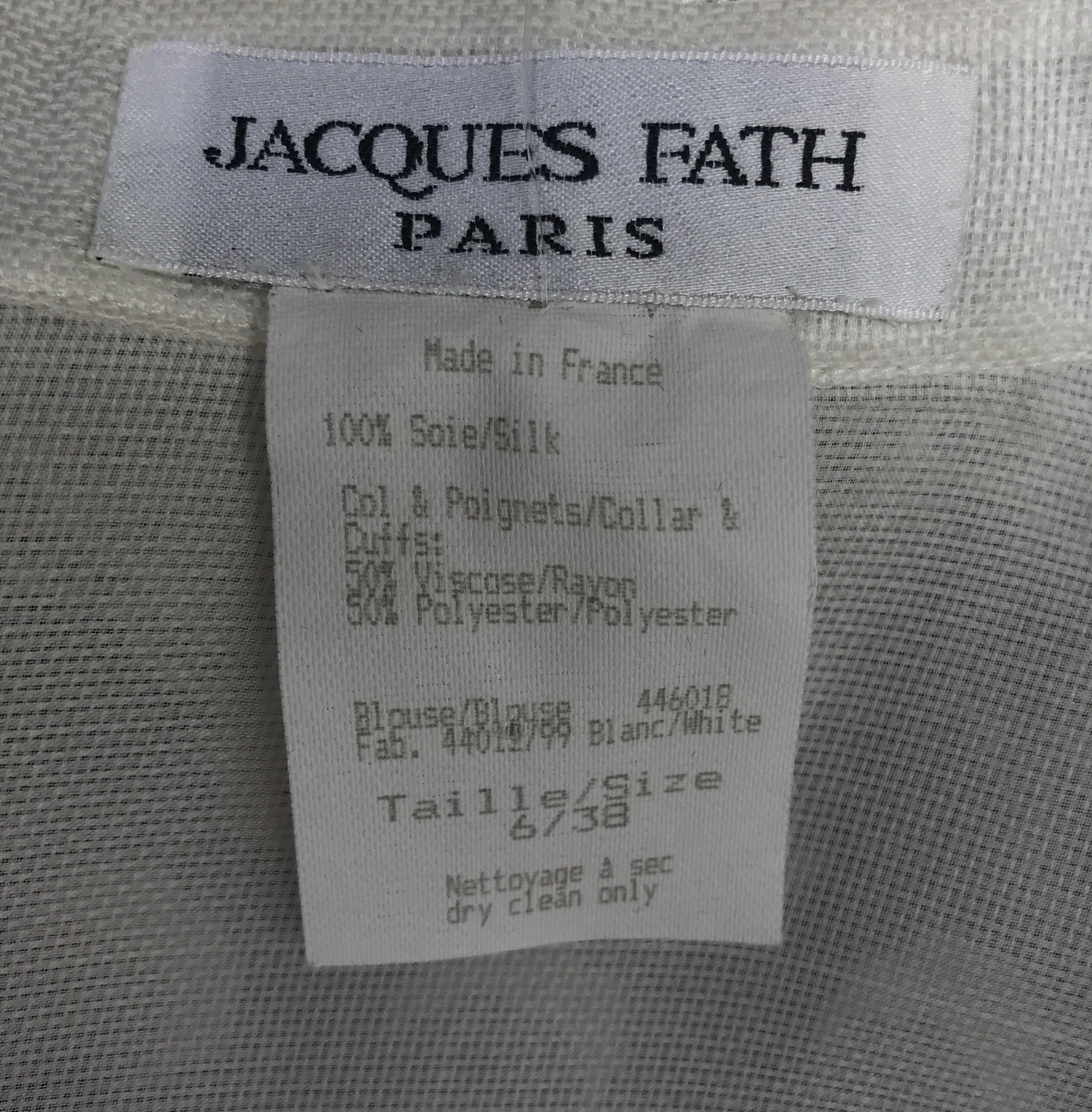 Jacques Fath Ivory Silk Organza Top-6 In Excellent Condition For Sale In West Palm Beach, FL