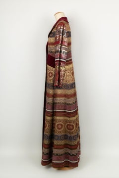 Jacques Fath Long Burgundy and Gold Coat