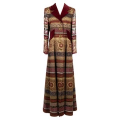Jacques Fath Long Burgundy and Gold Coat