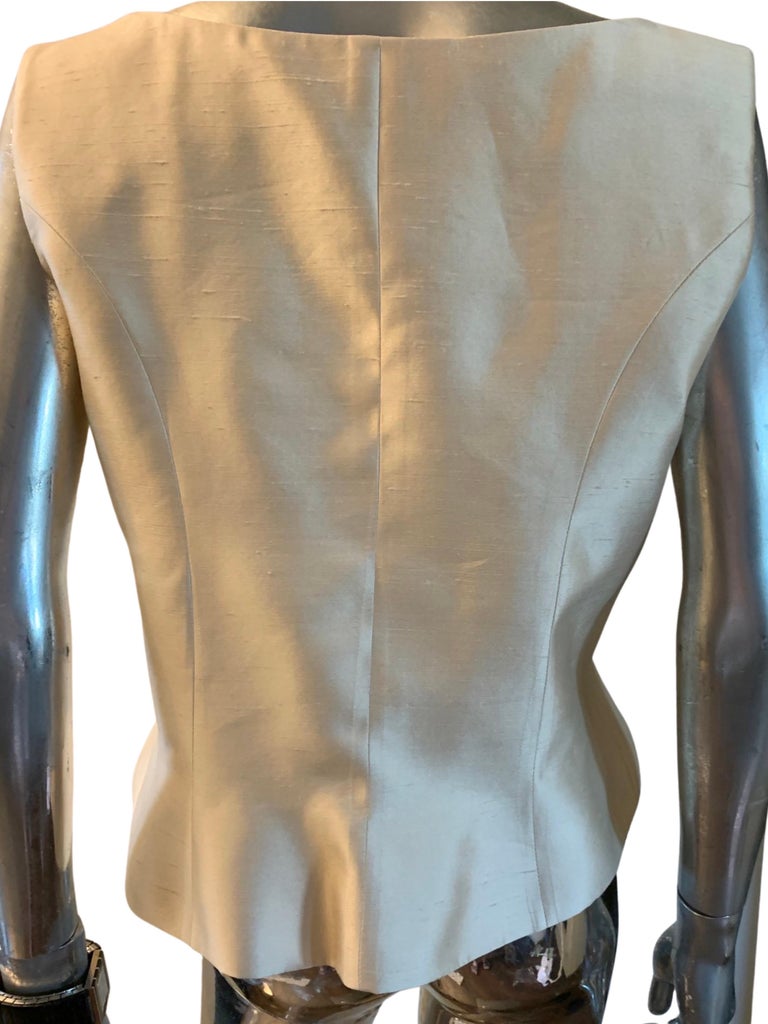 Women's Jacques Fath Paris Creme Silk Blouse / Vest Plus Size 18 For Sale