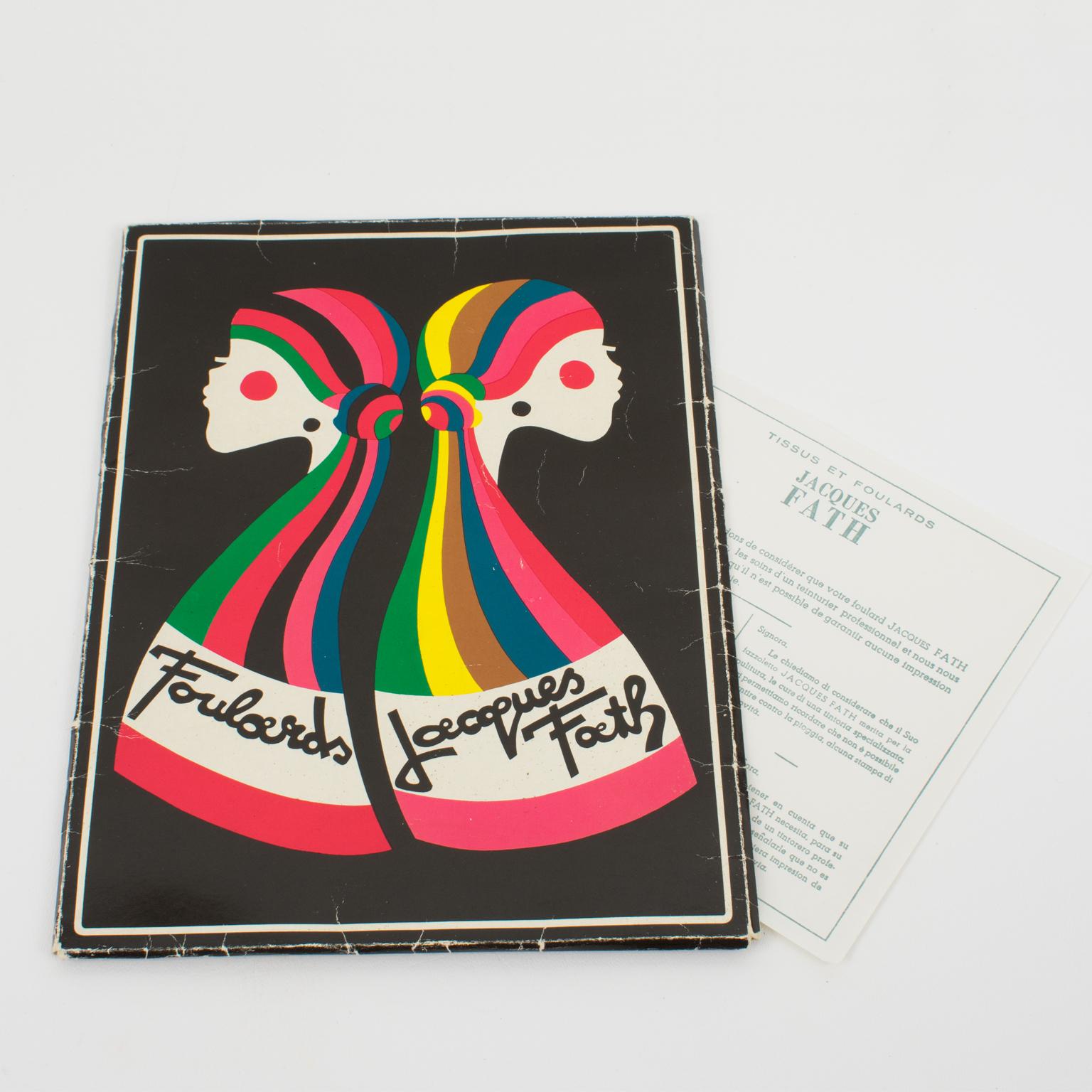 Jacques Fath Paris Seidenschal Orange 1970er Jahre Blumendruck 1