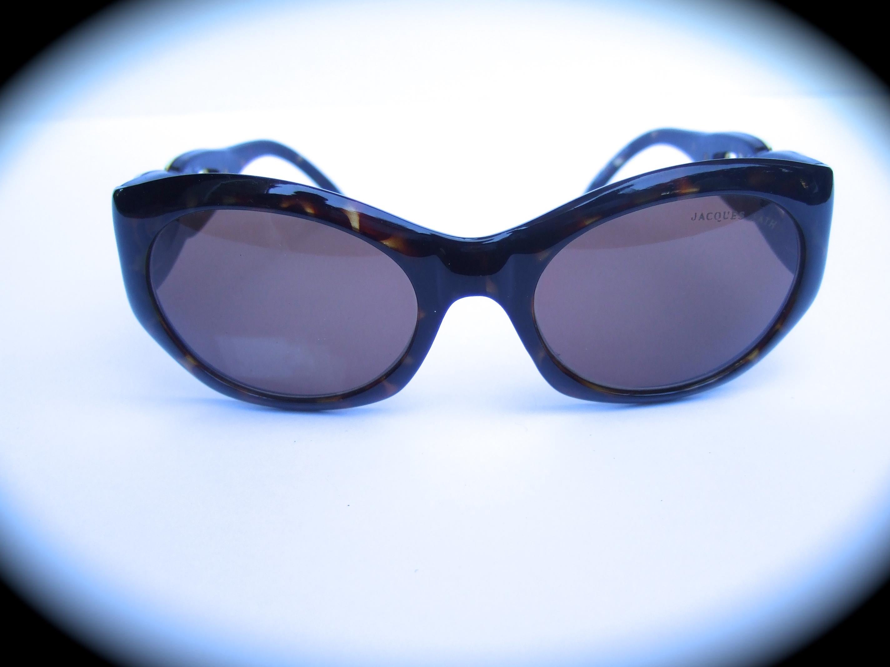 Jacques Fath Paris Tortoise Shell Lucite Brown Tinted Sun Glasses c 1990s For Sale 6