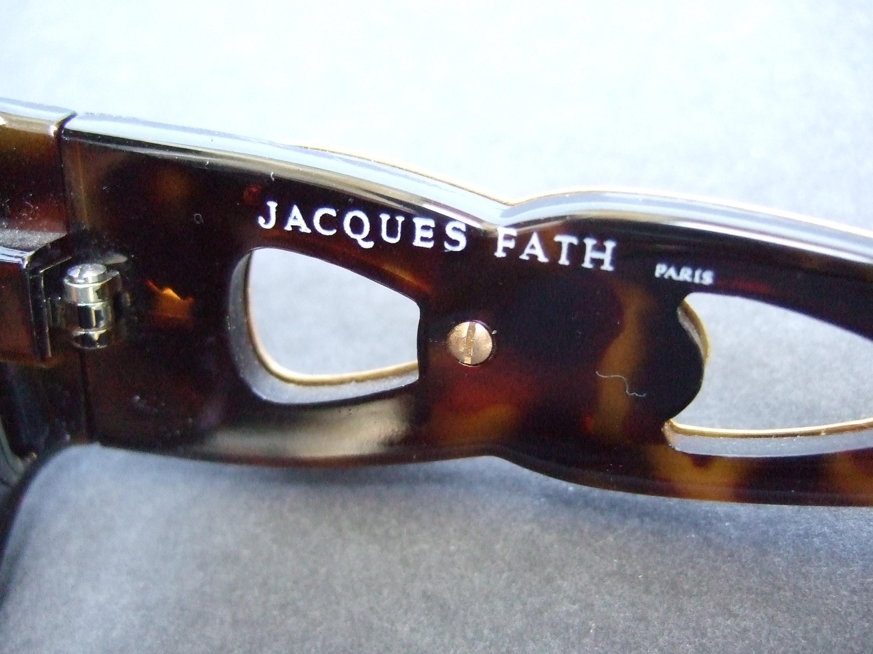 Jacques Fath Paris Tortoise Shell Lucite Brown Tinted Sun Glasses c 1990s For Sale 7