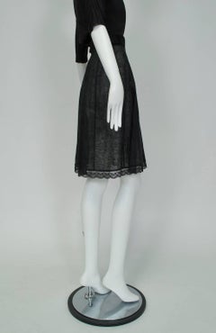 New Jacques Fath Paris Sheer Black Demi-Couture Linen Lingerie Skirt - M, 1990s