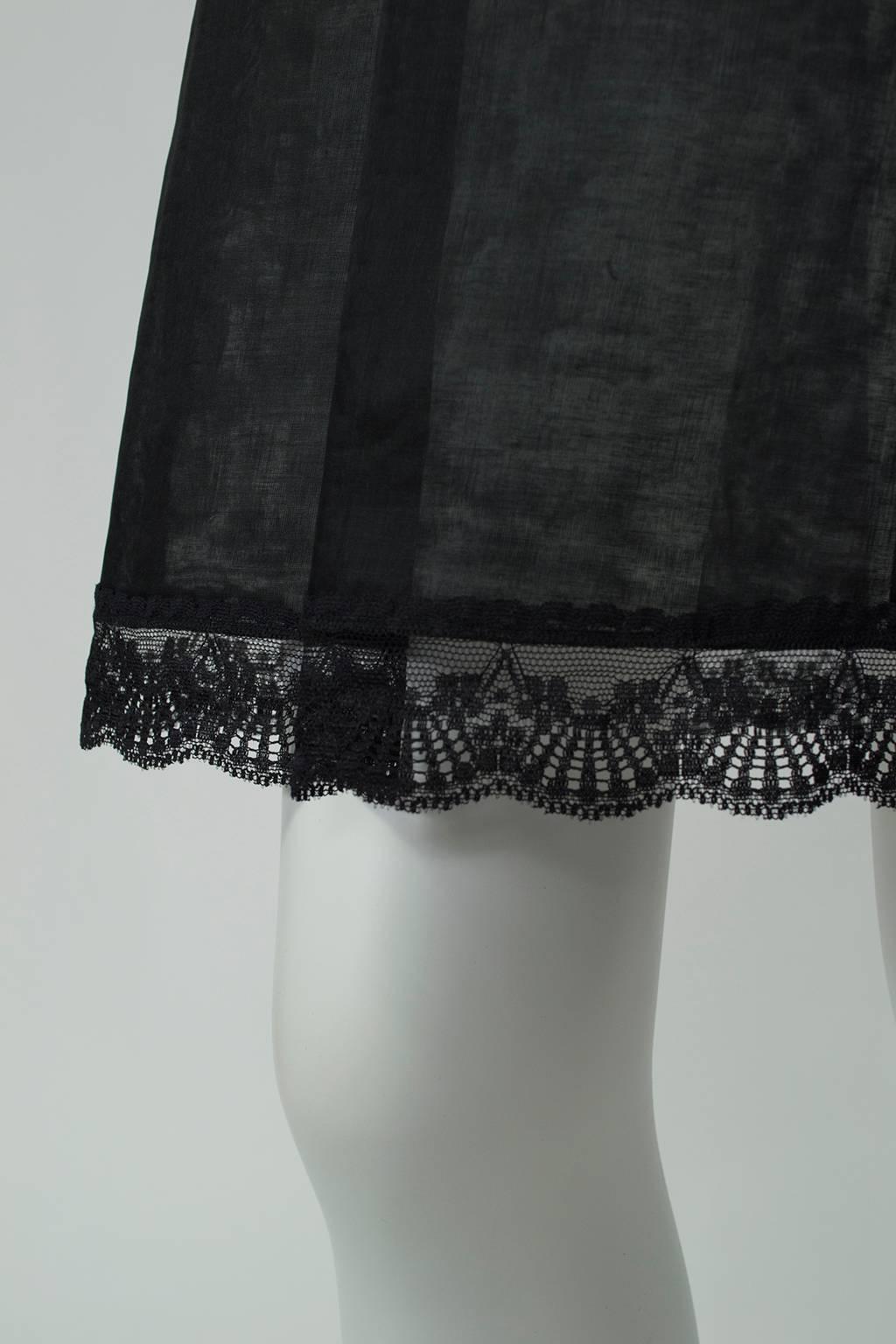 New Jacques Fath Paris Sheer Black Demi-Couture Linen Lingerie Skirt - M, 1990s For Sale 1