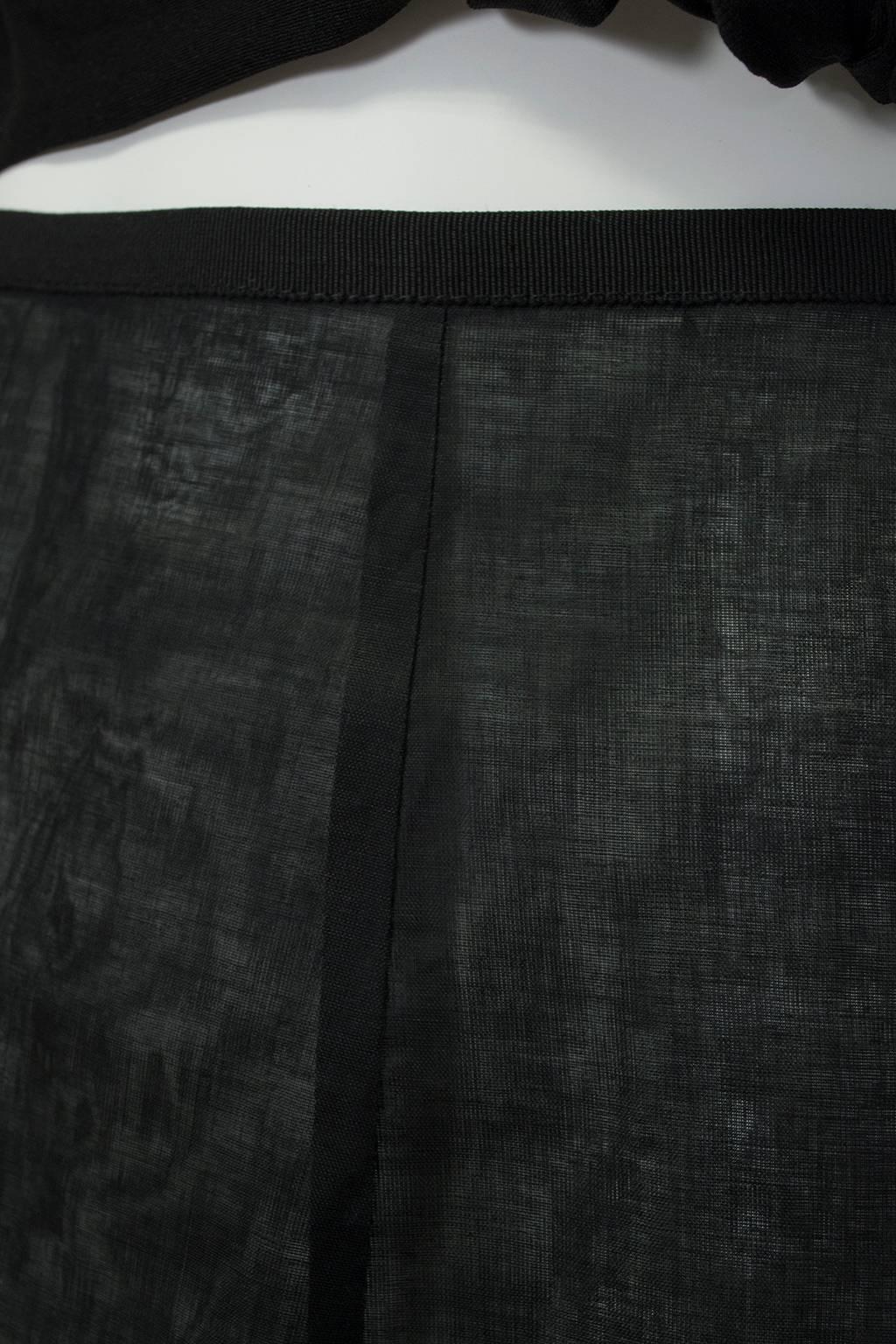 New Jacques Fath Paris Sheer Black Demi-Couture Linen Lingerie Skirt - M, 1990s For Sale 2