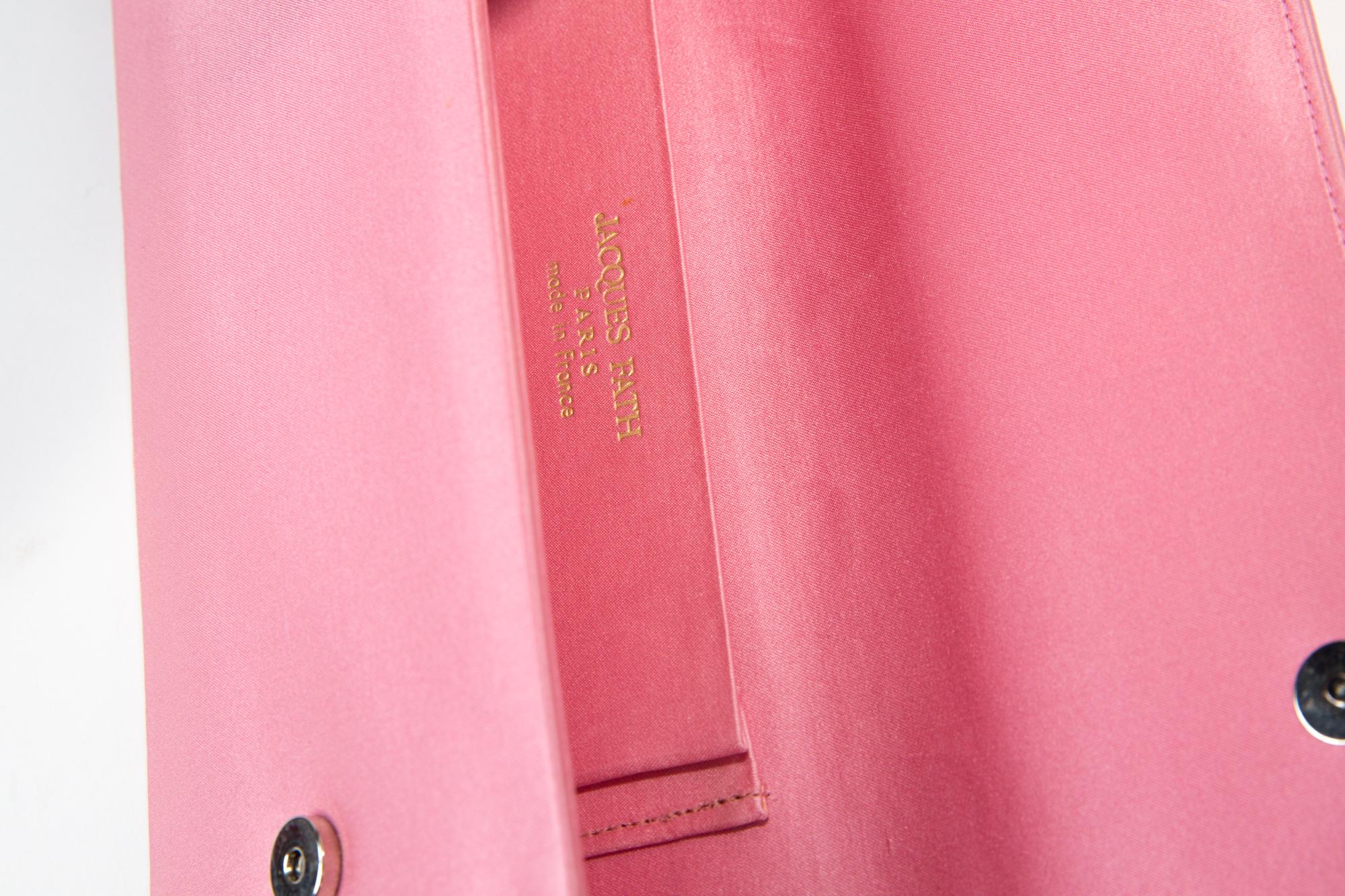 Women's Jacques Fath Pink Silk Clutch Bag  For Sale