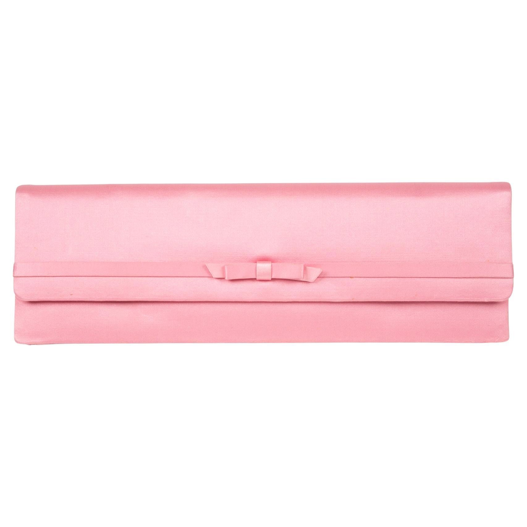 Jacques Fath Pink Silk Clutch Bag  For Sale