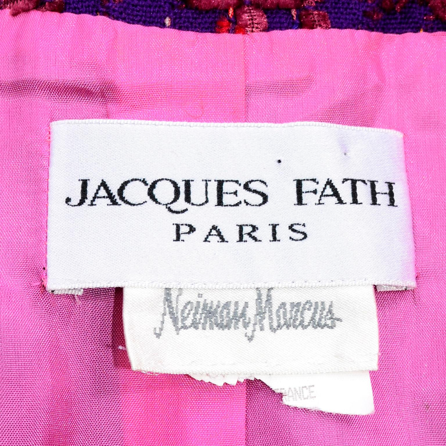 Jacques Fath Purple Tweed Jacket With Sequins and Beading For Sale at ...