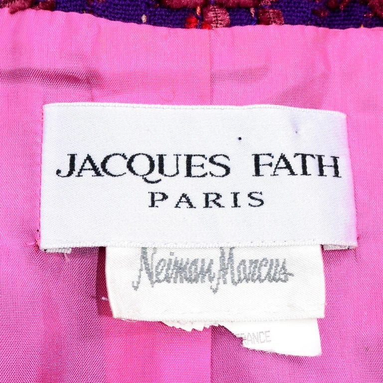 Jacques Fath Purple Tweed Jacket With Sequins and Beading For Sale 5