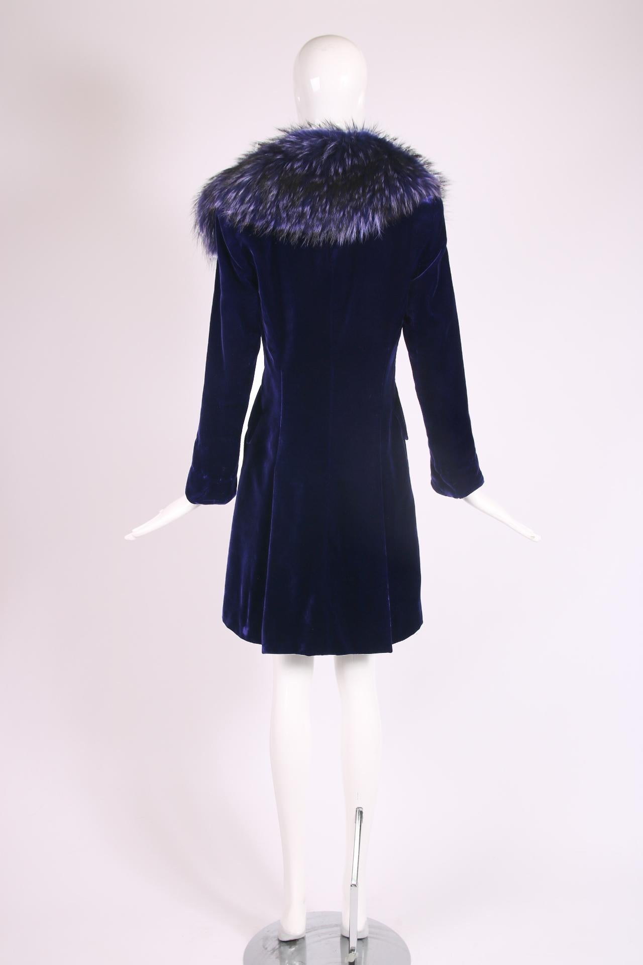 purple fur trim coat