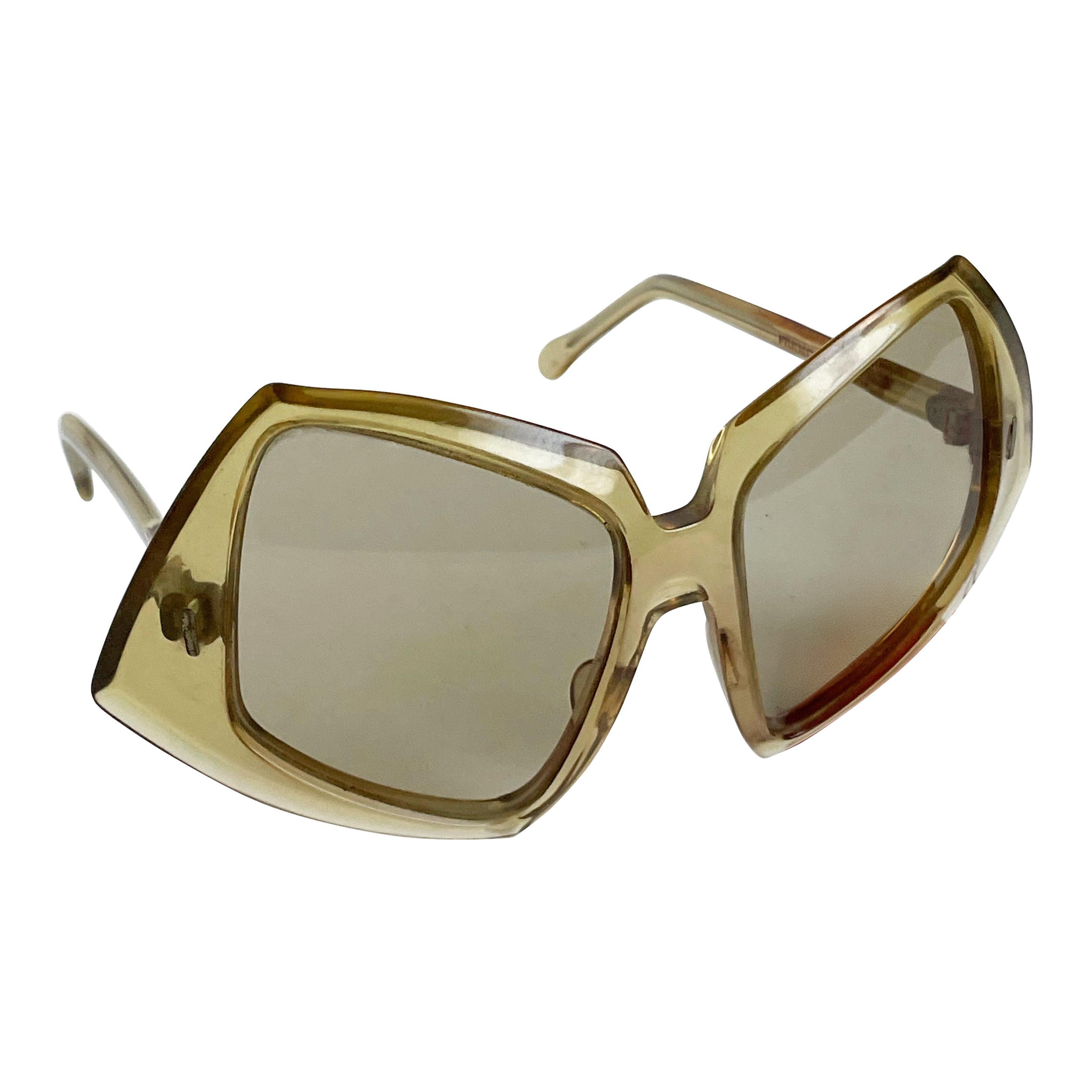Jacques Fath Sunglasses Vintage 1970s Mod Oversized Resin New Old Stock Couture