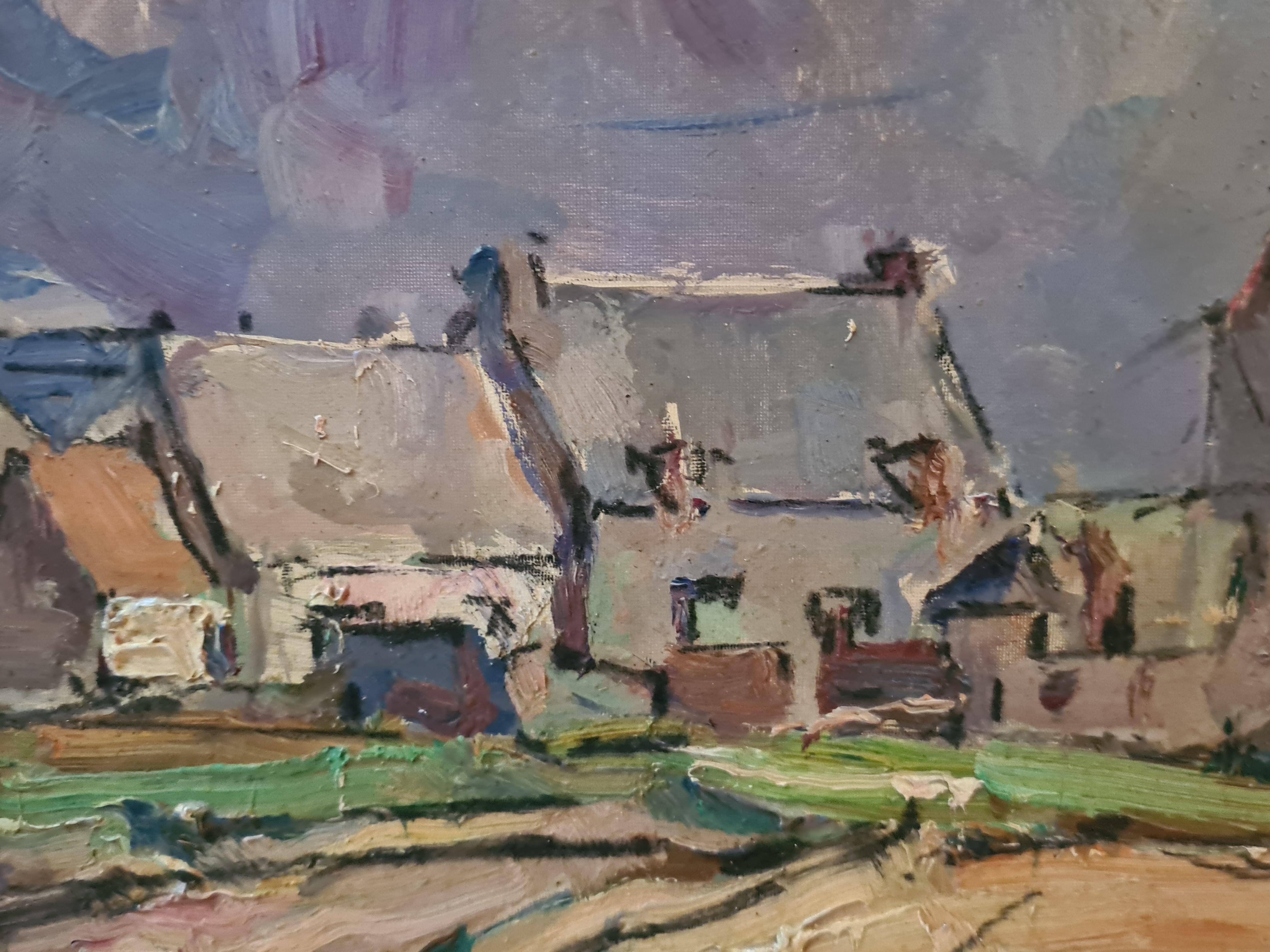 Paesaggio costiero francese di metà secolo post impressionista, Saint Guenole, Bretagna in vendita 1