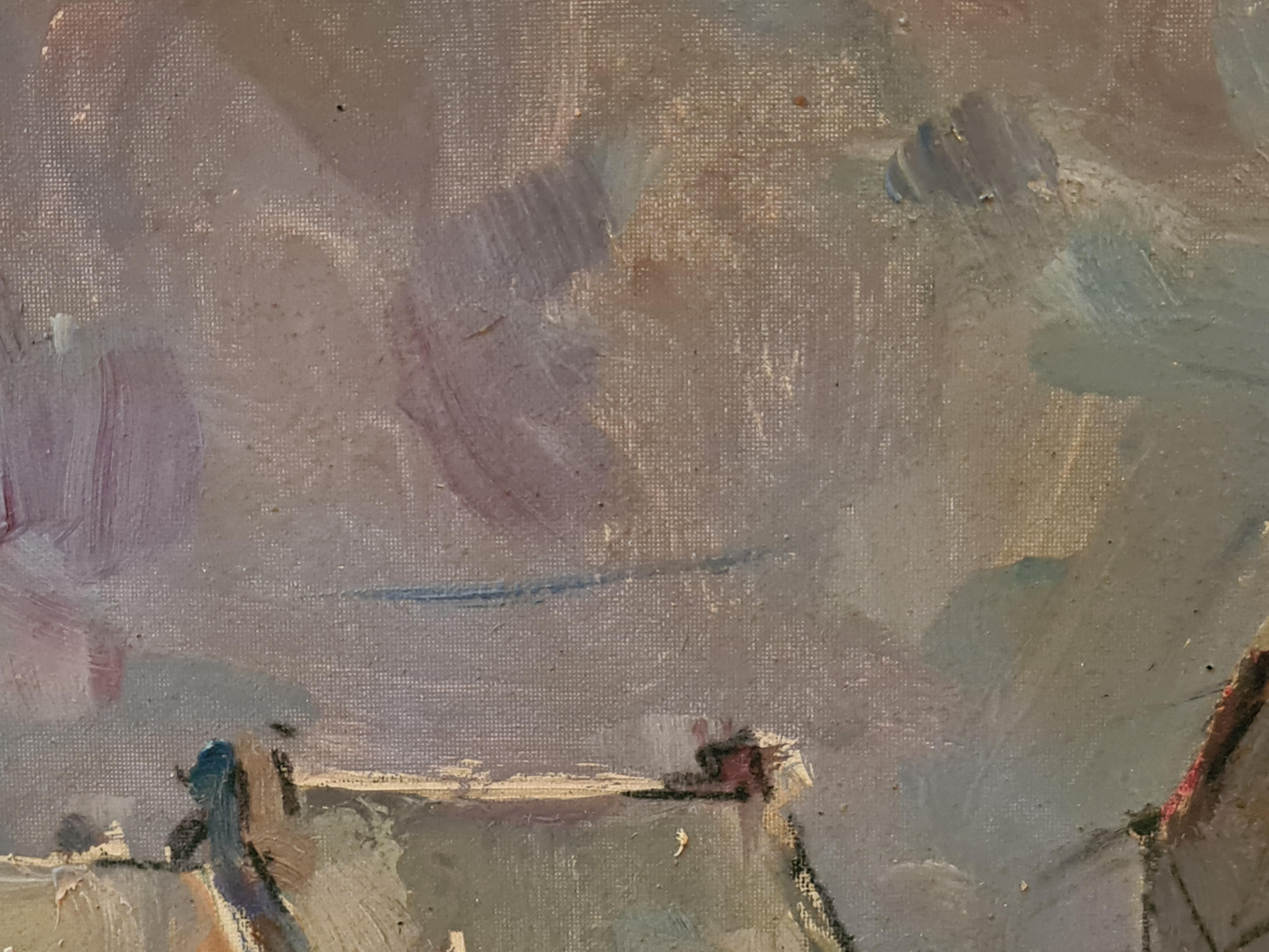 Paesaggio costiero francese di metà secolo post impressionista, Saint Guenole, Bretagna in vendita 3
