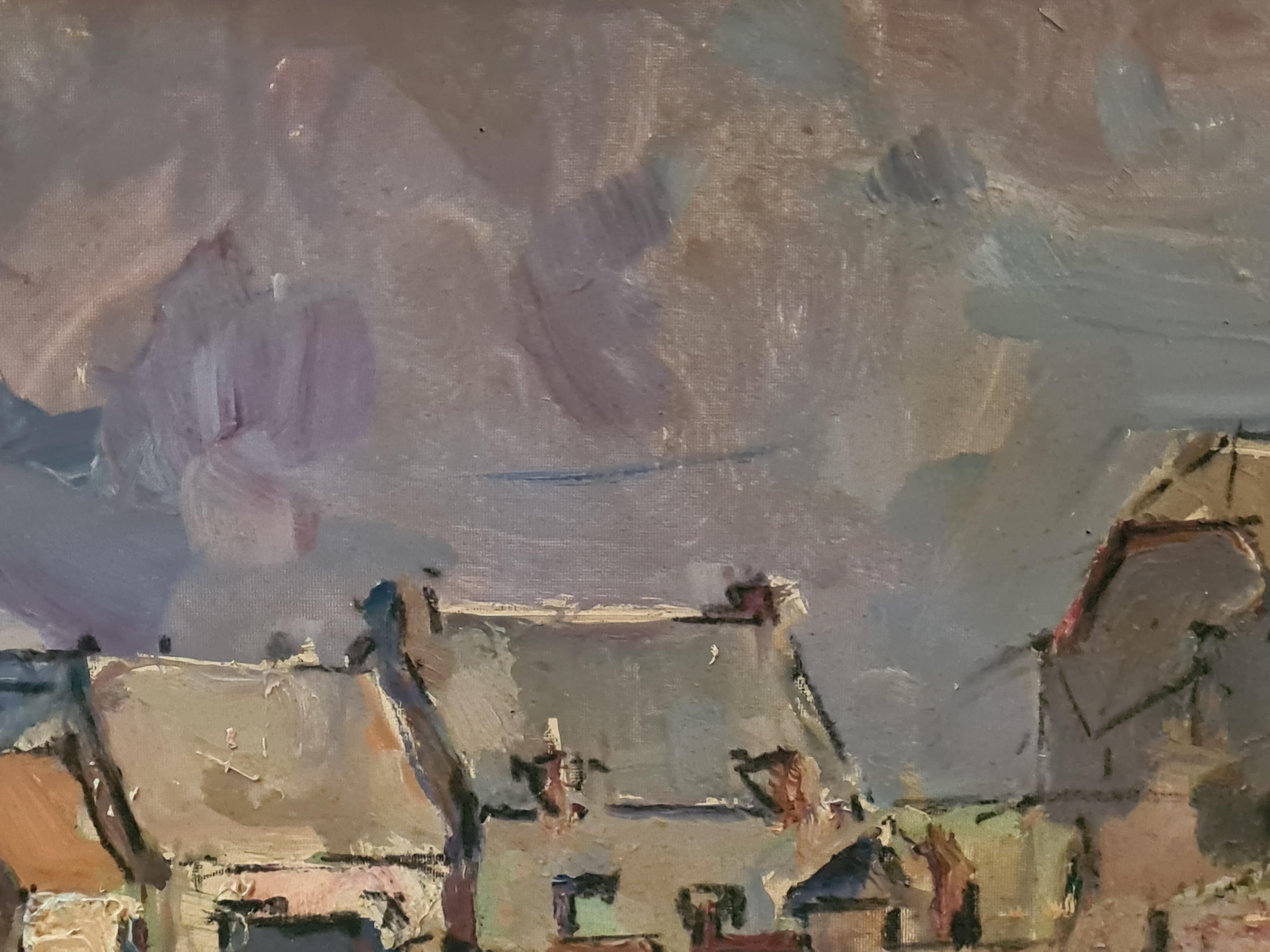Paesaggio costiero francese di metà secolo post impressionista, Saint Guenole, Bretagna in vendita 4