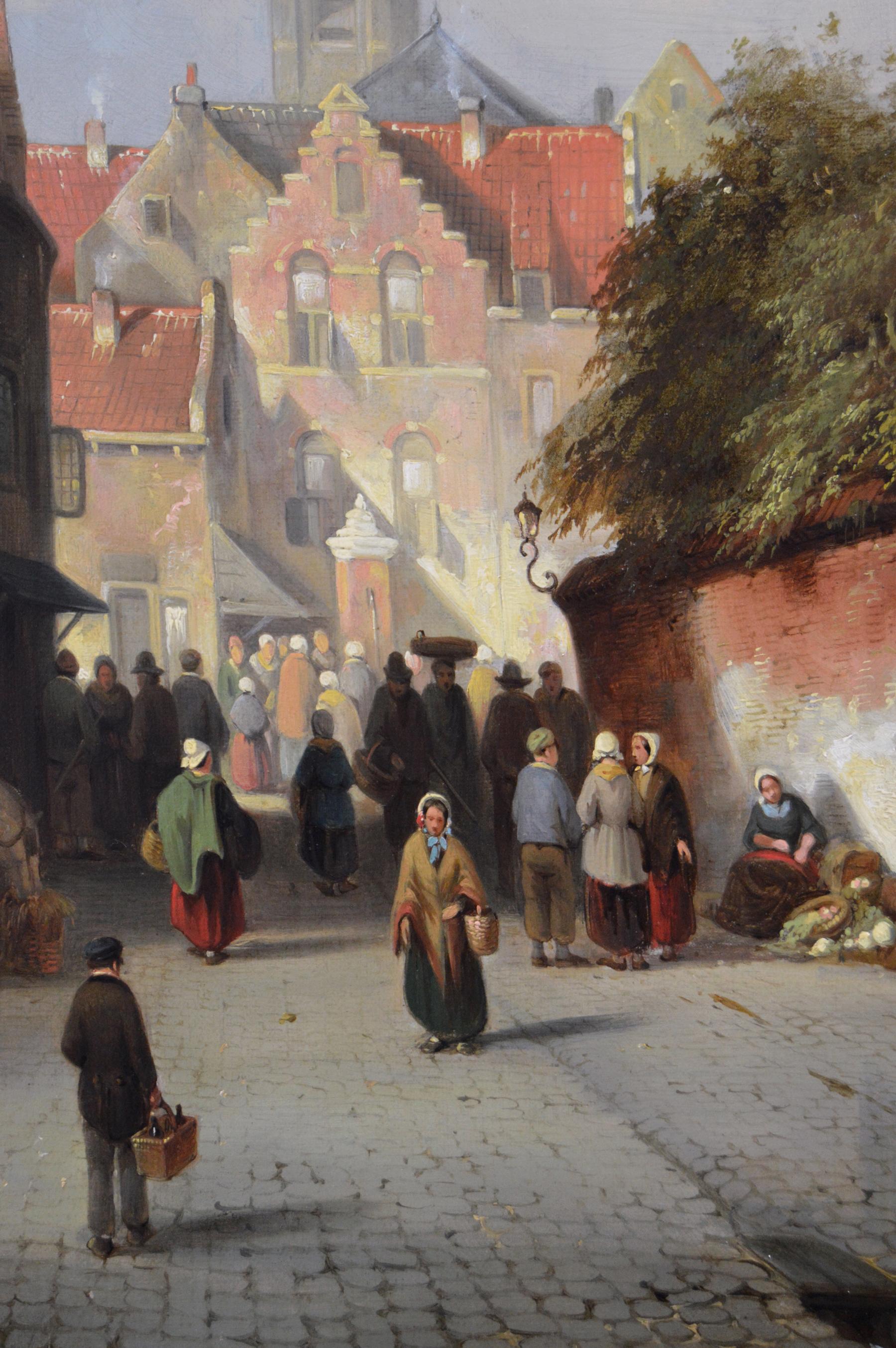 Peinture à l'huile de Bruges du 19e siècle  - Marron Landscape Painting par Jacques François Carabain