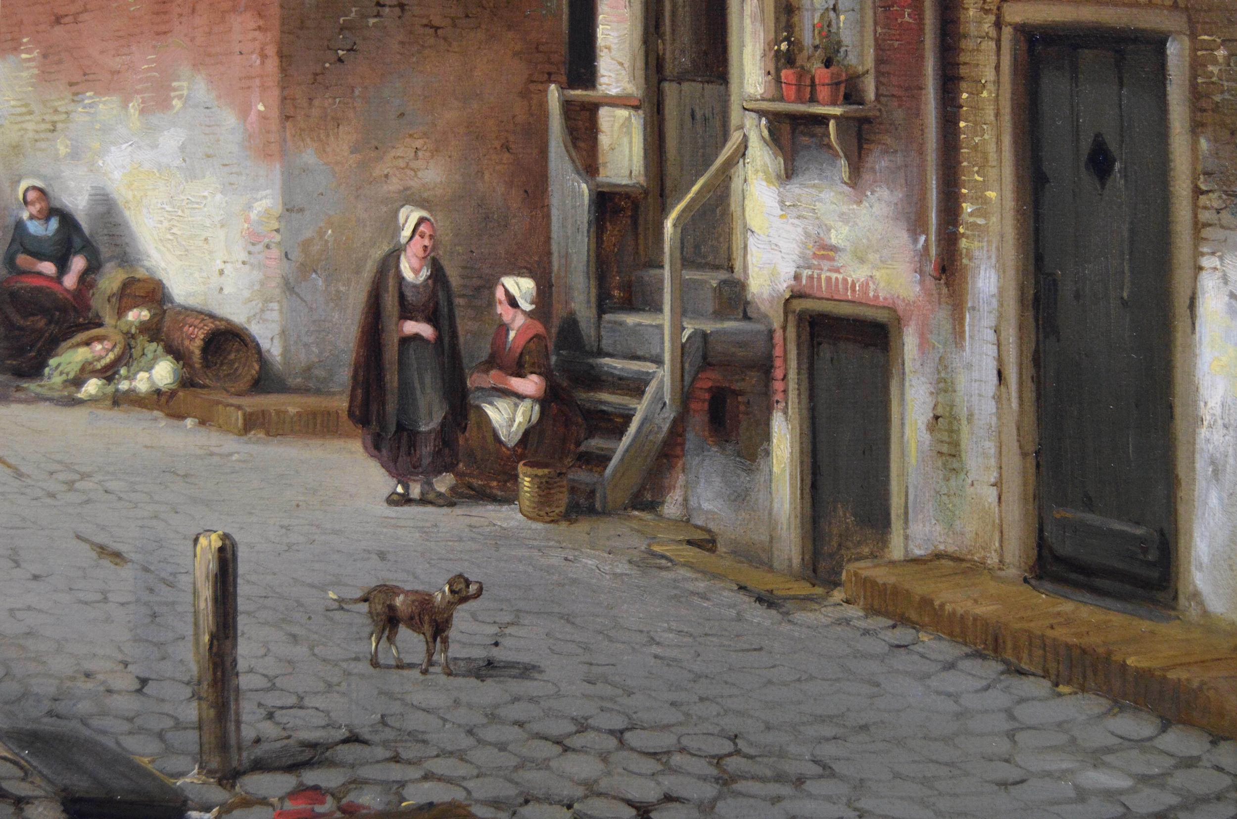 Jacques François Carabain
Belge, (1834-1933)
Jour de marché, Bruges
Huile sur toile, signée et datée (18)58	
Taille de l'image : 28.5 pouces x 35.5 pouces 
Dimensions, y compris le cadre : 40,5 pouces x 47,5 pouces

Un fabuleux paysage urbain d'un