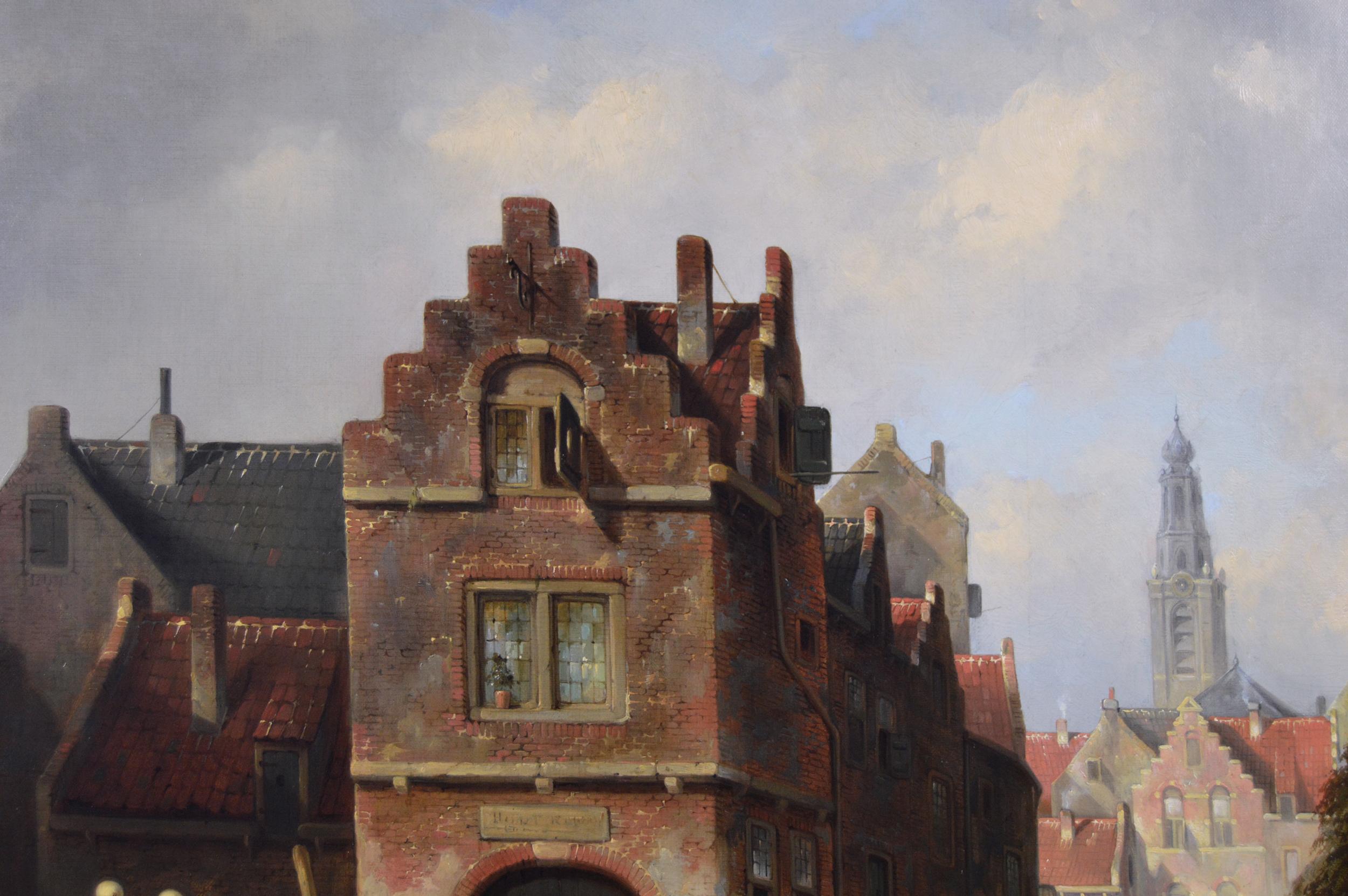 19th Century townscape oil painting of Bruges  - Brown Landscape Painting by Jacques François Carabain