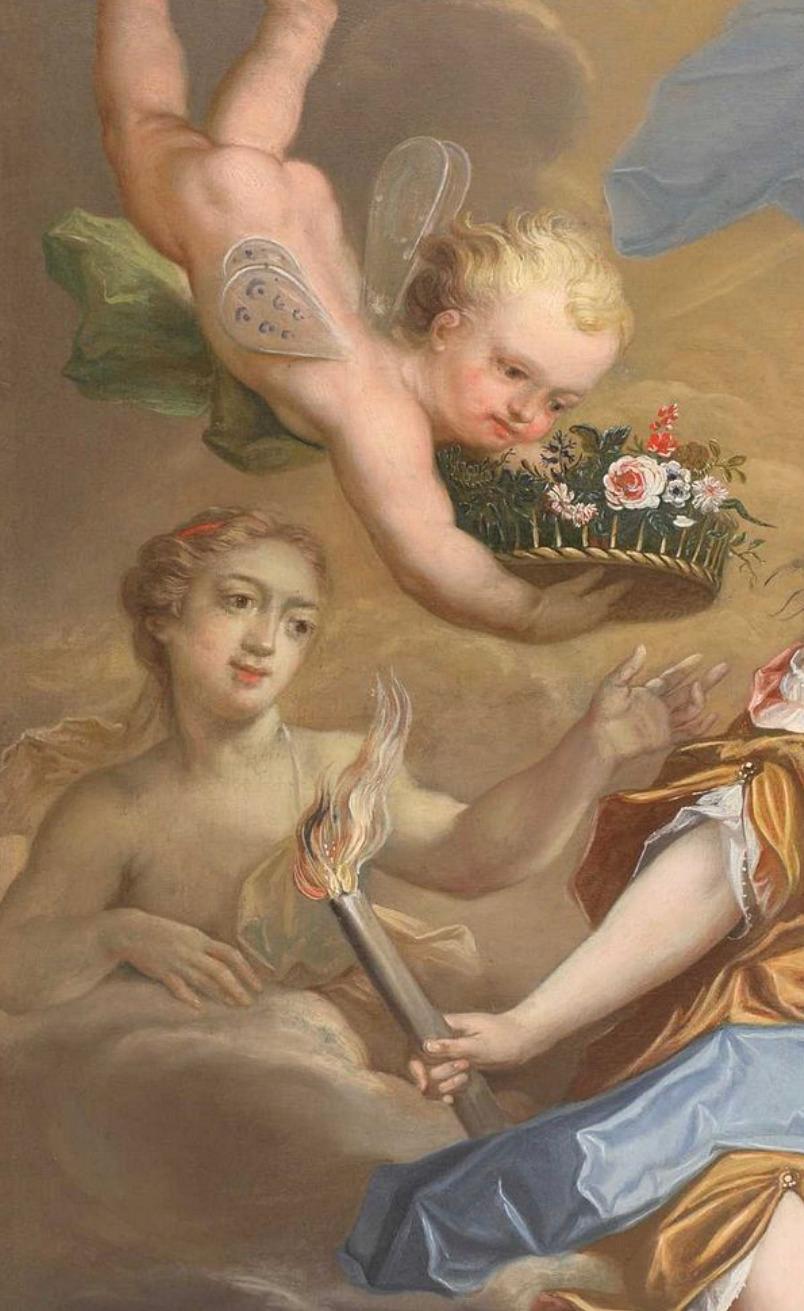 Magnifique paire de peintures royales françaises « Auurora et Diane » en vente 6