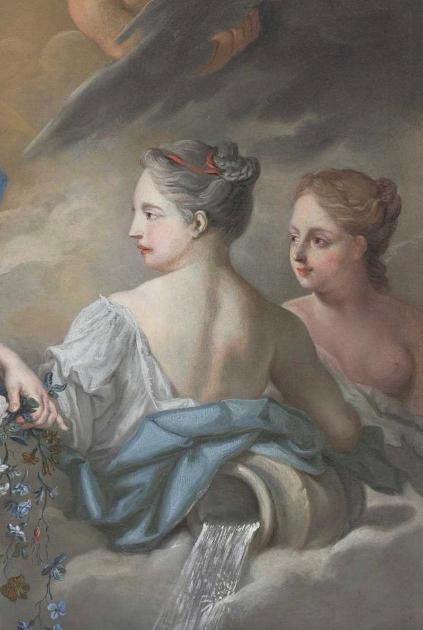 Magnifique paire de peintures royales françaises « Auurora et Diane » en vente 7