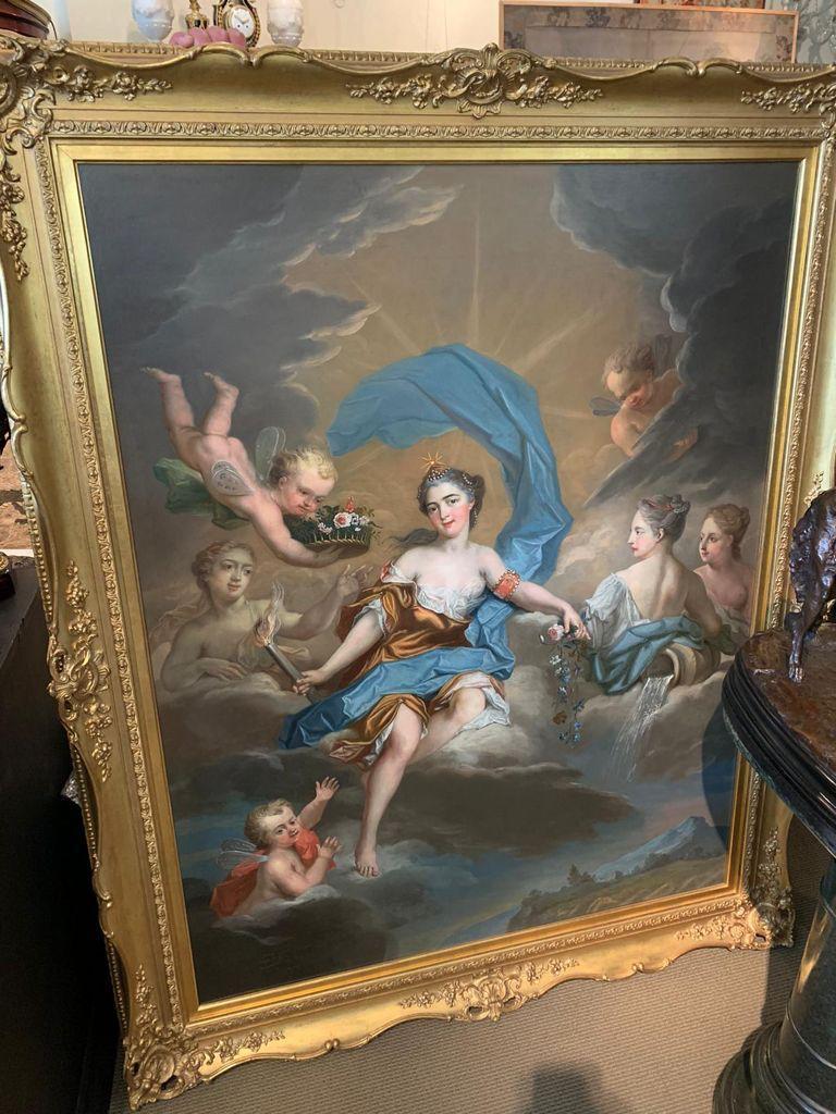 Magnifique paire de peintures royales françaises « Auurora et Diane » en vente 2