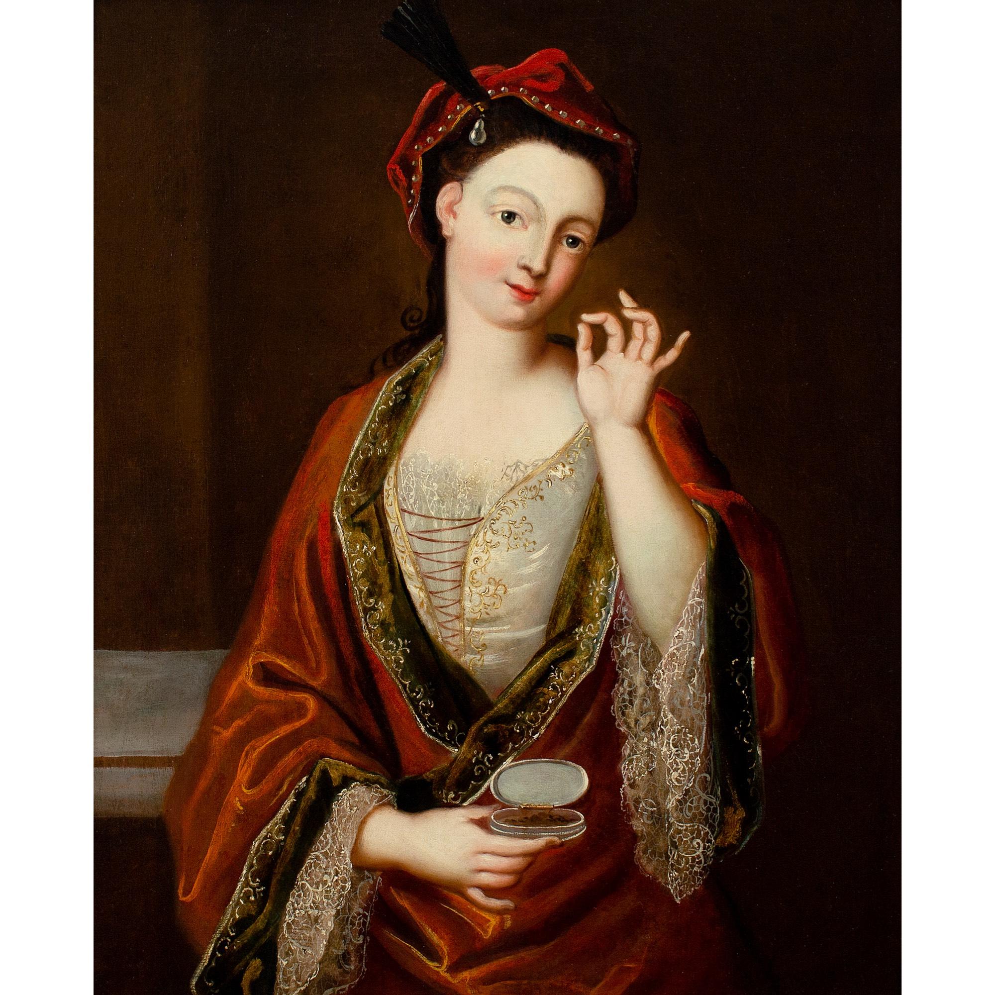 Jacques François Courtin (Circle), Portrait Of A Lady Taking Snuff For Sale 1