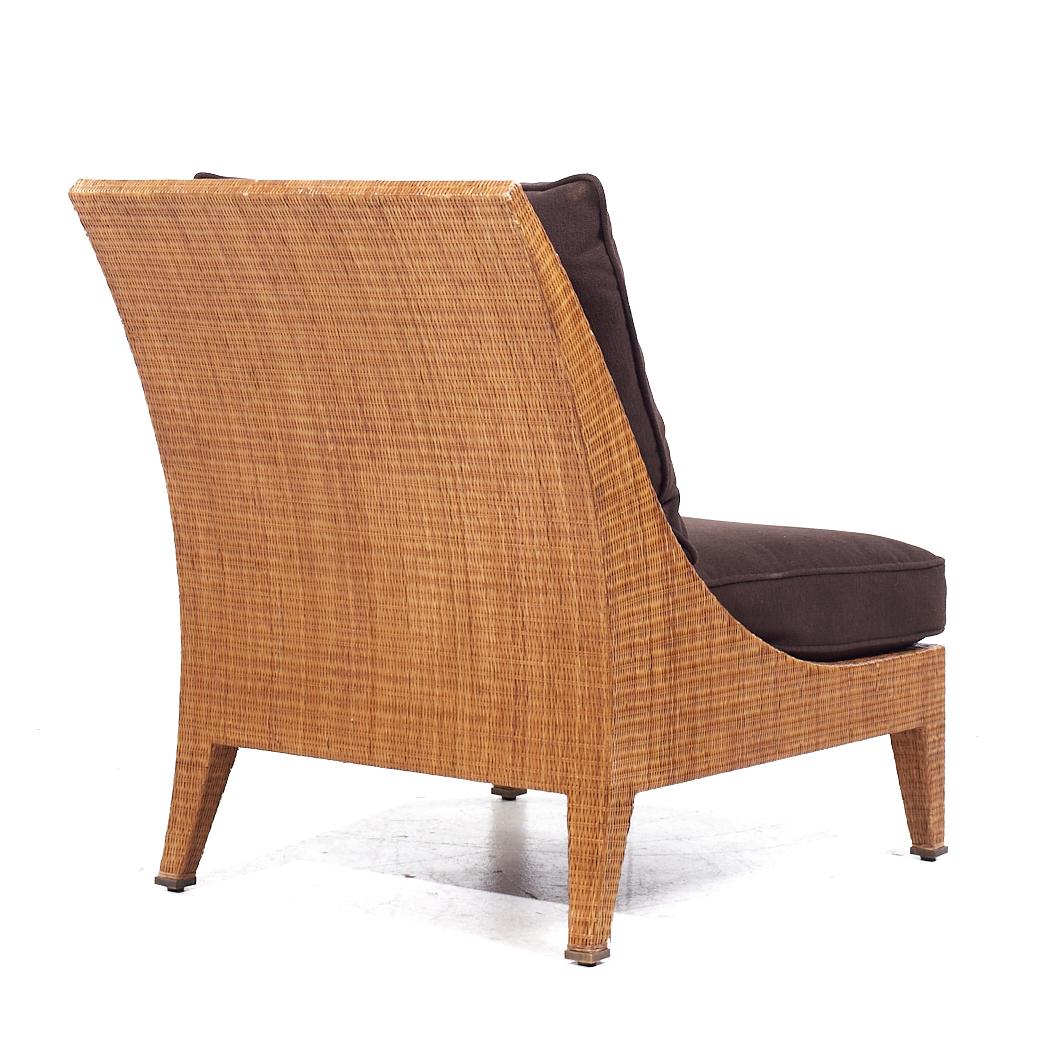 Upholstery Jacques Garcia for McGuire Mid Century Woven Raffia Lounge Chairs - Pair For Sale